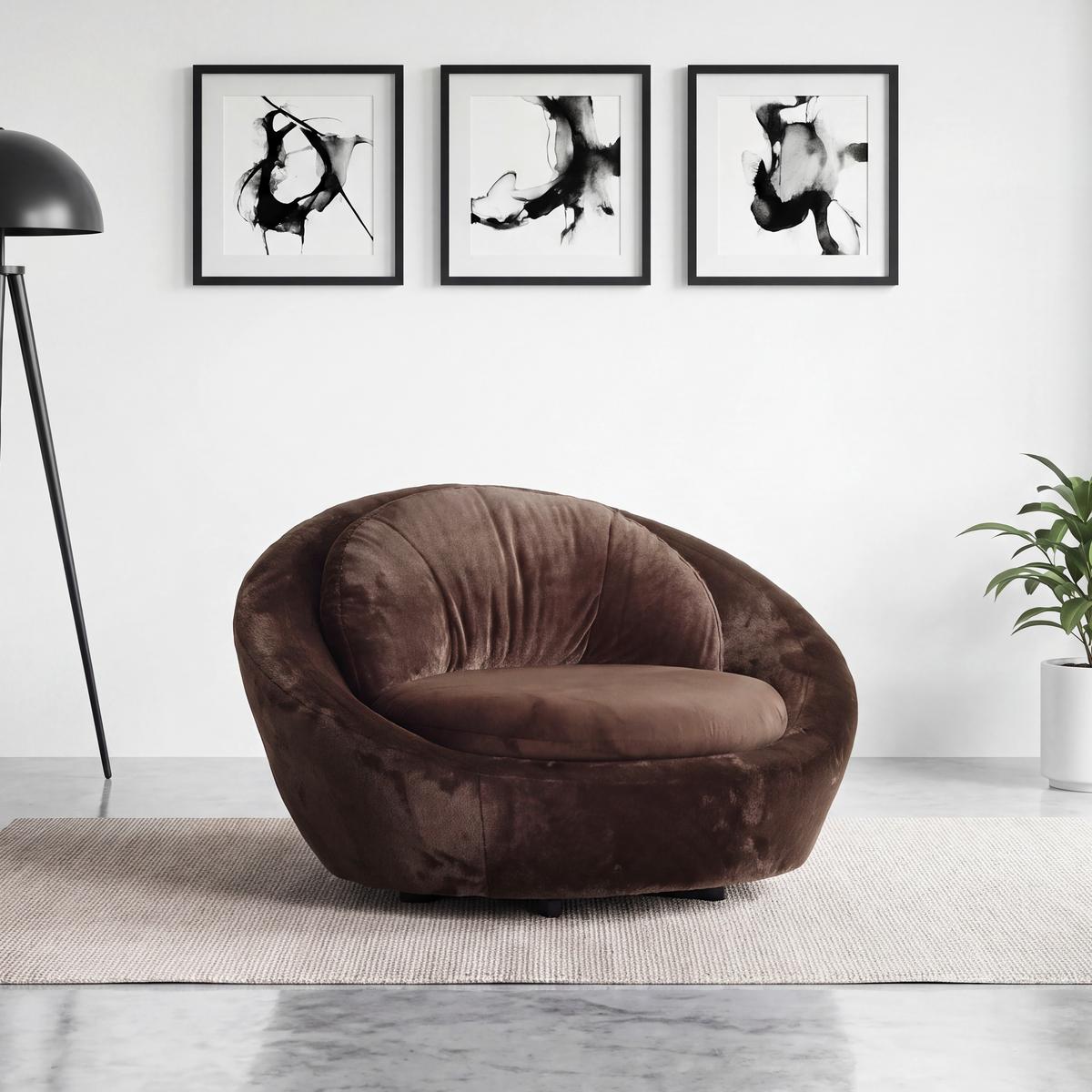 Designsessel Pio drehbar Braun - Schwarz/Braun, MODERN, Textil/Metall (130/80/112cm) - Mömax