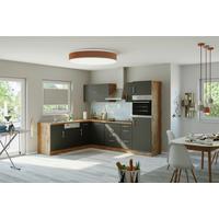 Eckküche Winkelblock ohne Geräte ca. 210x270 cm Grau - Eichefarben/Anthrazit, MODERN, Holzwerkstoff/Metall (210/270cm) - Held