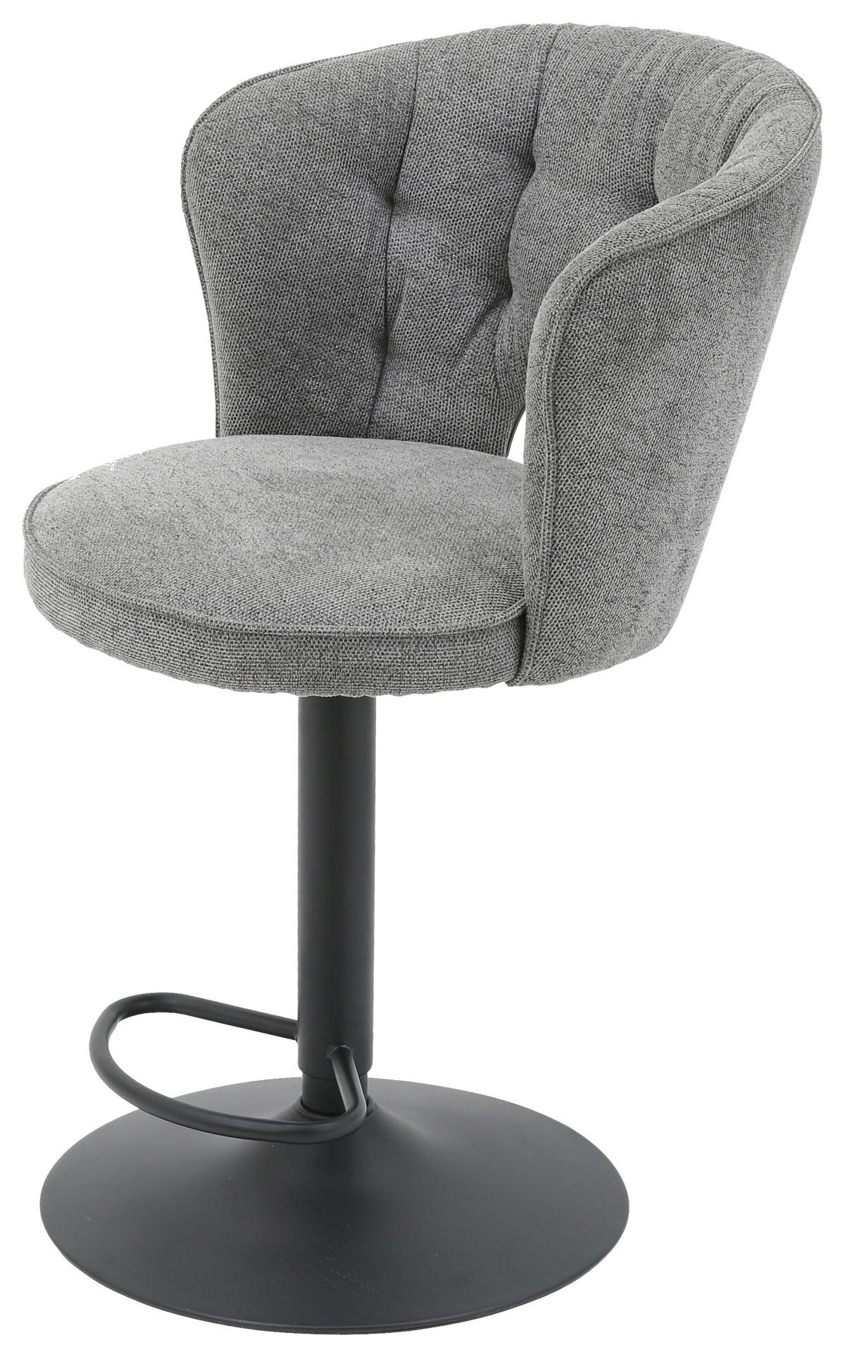 Barhocker Mina Grau - Schwarz/Grau, Modern, Textil/Metall (56/92-114/53cm) - Mömax