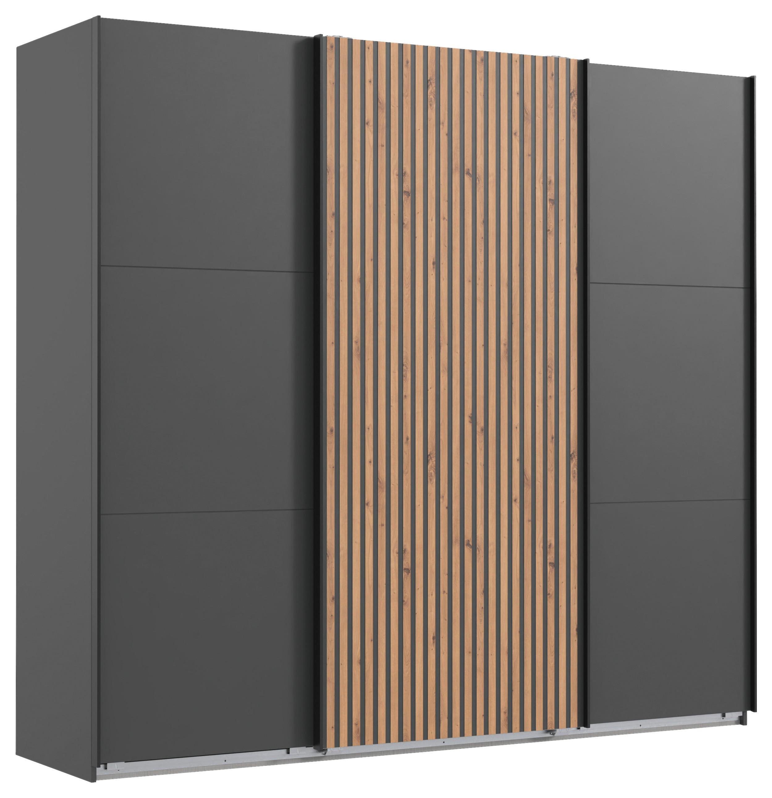 DULAP USI CULISANTE ANDORRA - culoare lemn stejar/grafit, Modern, material pe bază de lemn (250/216/65cm) - Modern Living