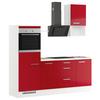 Küchenblock IBZ ohne Geräte ca. 215 cm Rot - Edelstahlfarben/Rot, Design, Holzwerkstoff/Metall (215cm) - Impuls