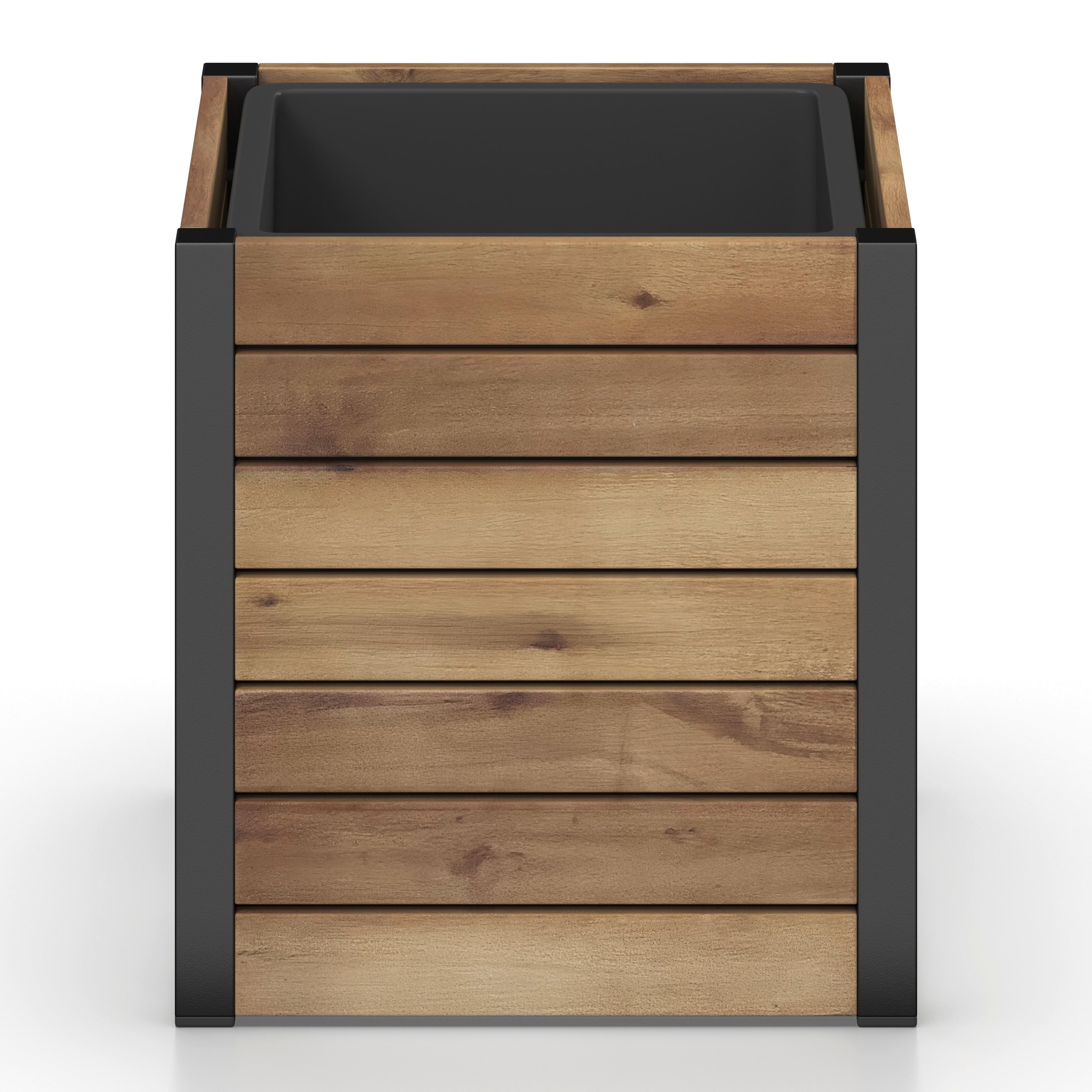 Hochbeet Marlo Echtholz massiv - Akaziefarben, MODERN, Holz/Kunststoff (32/34/32cm) - Bessagi Garden