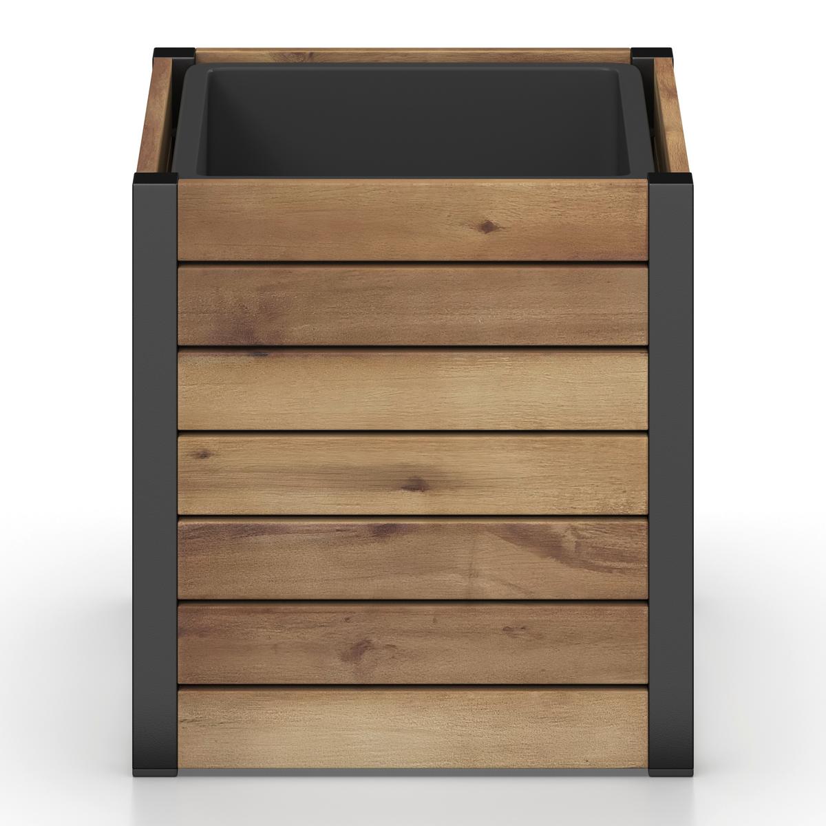 Hochbeet Marlo Echtholz massiv - Akaziefarben, MODERN, Holz/Kunststoff (32/34/32cm) - Bessagi Garden