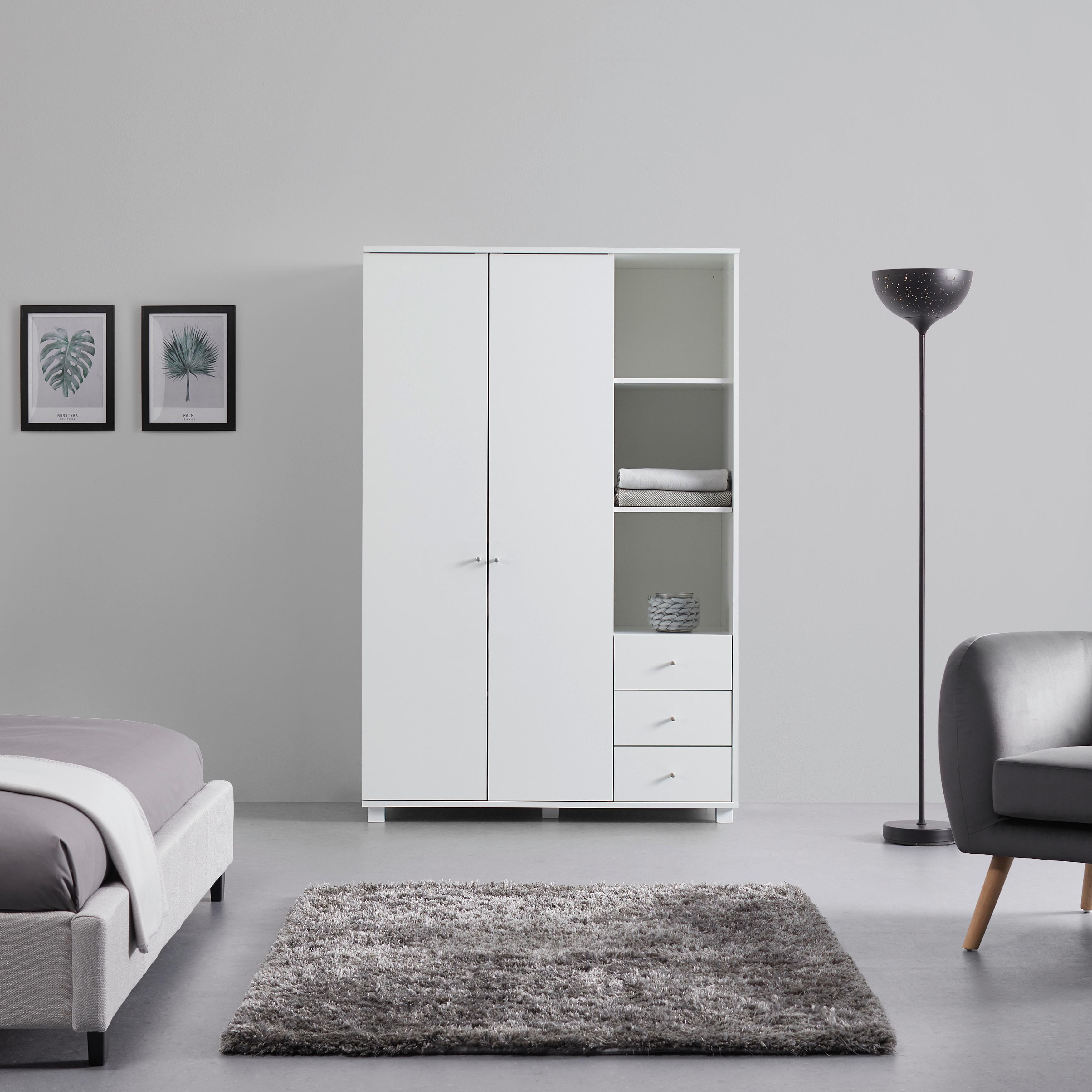 Omara Za Oblačila Milo, Bela - srebrne barve/bela, Moderno, kovina/les (115/176/55cm) - Bessagi Home