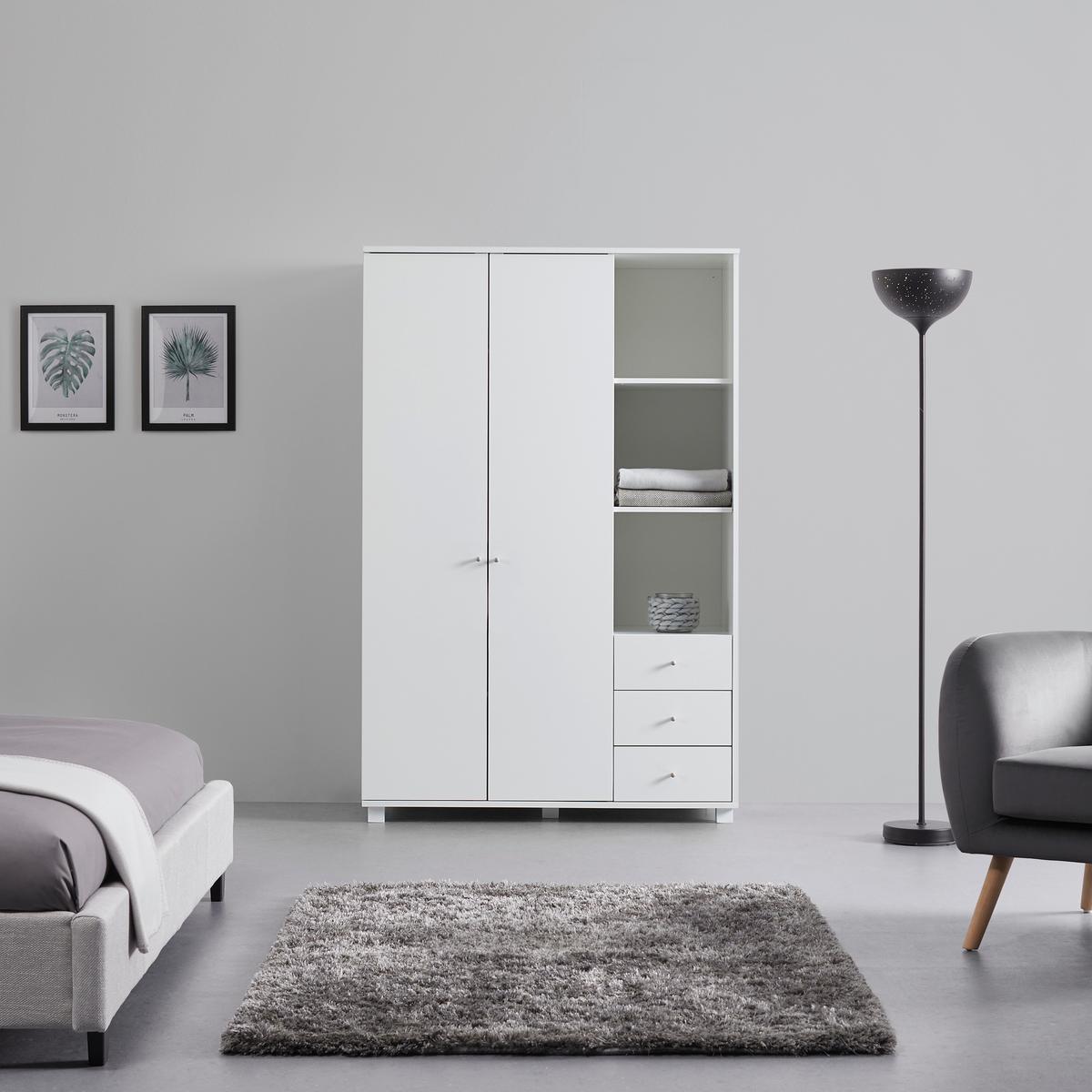 Omara Za Oblačila Milo, Bela - srebrne barve/bela, Moderno, kovina/les (115/176/55cm) - Bessagi Home