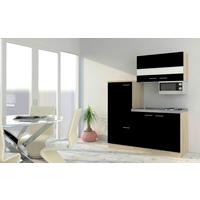 Küchenblock Economy Schwarz m. Geräten B: ca. 160 cm - Eichefarben/Schwarz, Basics, Holzwerkstoff (160cm) - Respekta