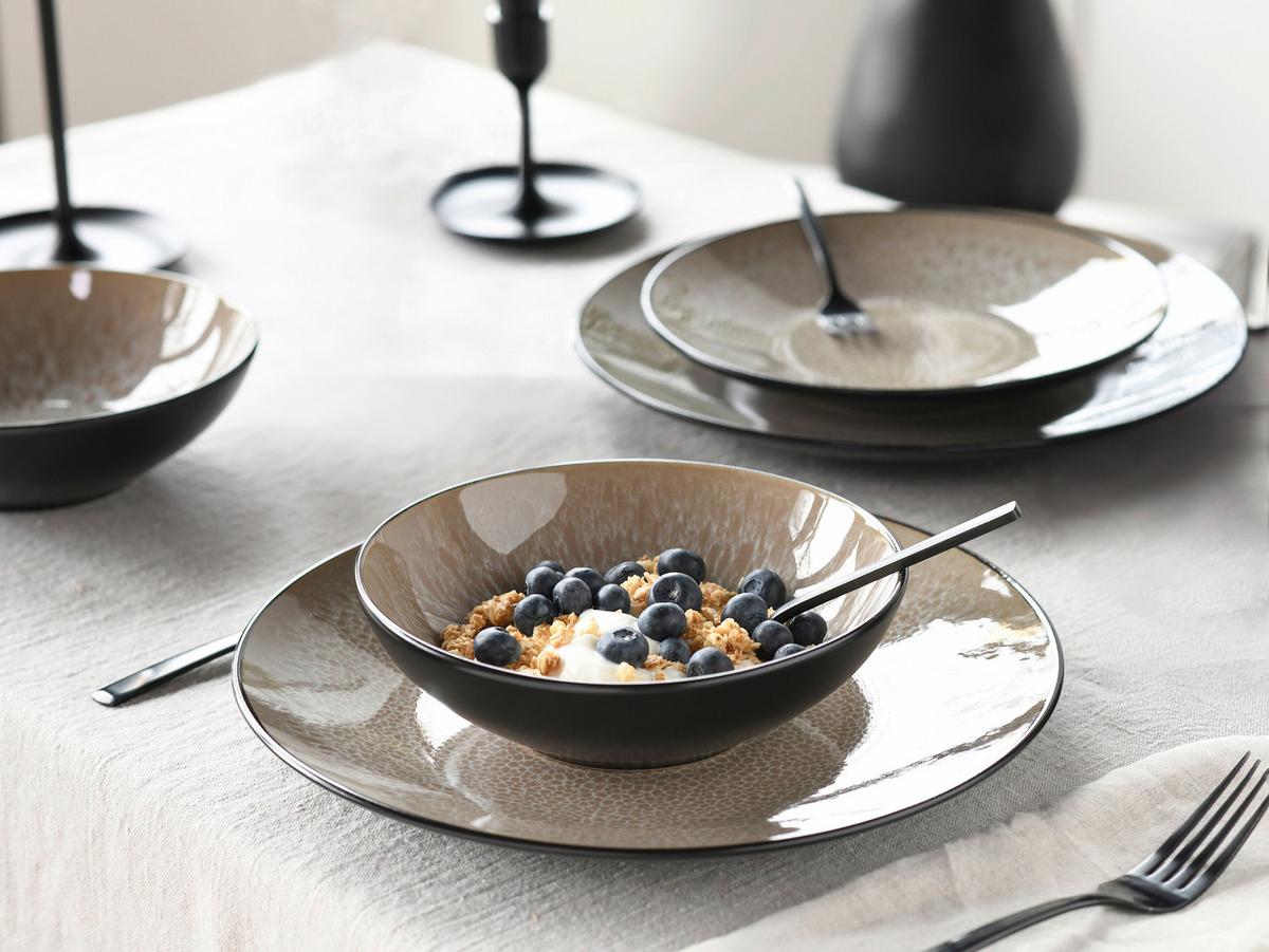 Jedilni Servis Malmö, 18-Delni - črna/bež, Basics, keramika - Creatable