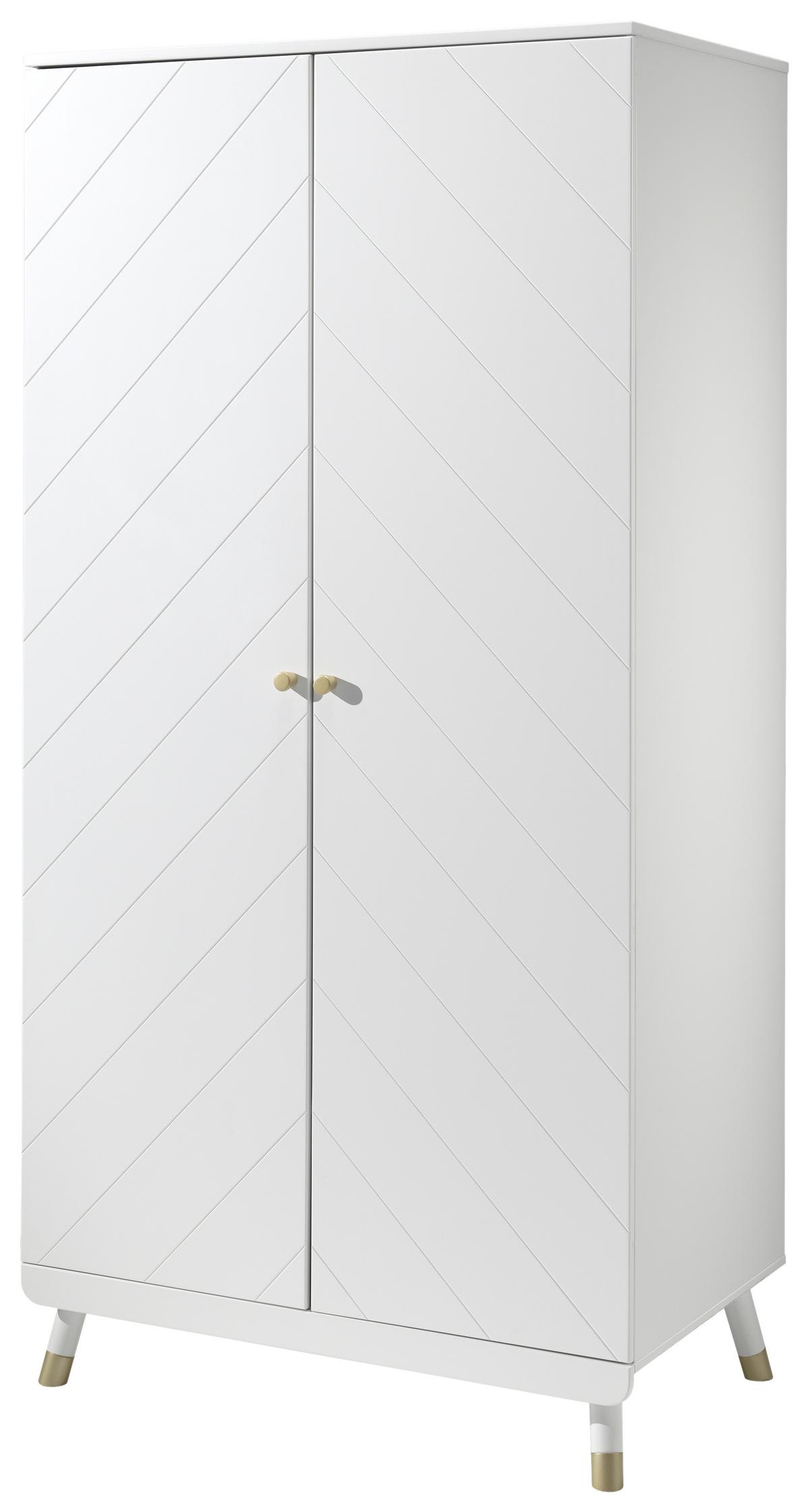 Drehtürenschrank Billy ca. 100x200 cm Weiß - Goldfarben/Weiß, MODERN, Holzwerkstoff/Kunststoff (100/200/59cm) - MID.YOU