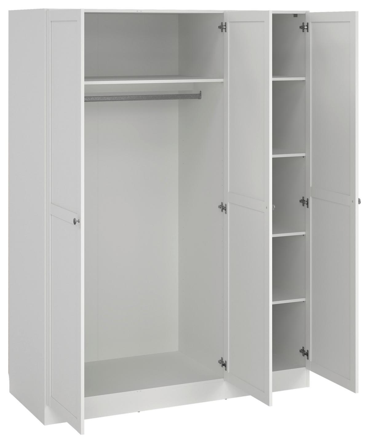 Omara S Klasičnimi Vrati Billund, Bela - srebrne barve/bela, Moderno, kovina/leseni material (147/200/61,7cm) - MID.YOU