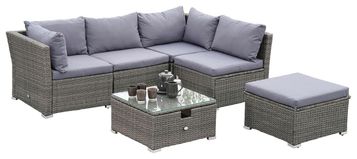 Lounge Garnitura Malaga, Siva, Prilagodljivo - siva, Konvencionalno, kovina/umetna masa (190/40/181cm) - Gardenson
