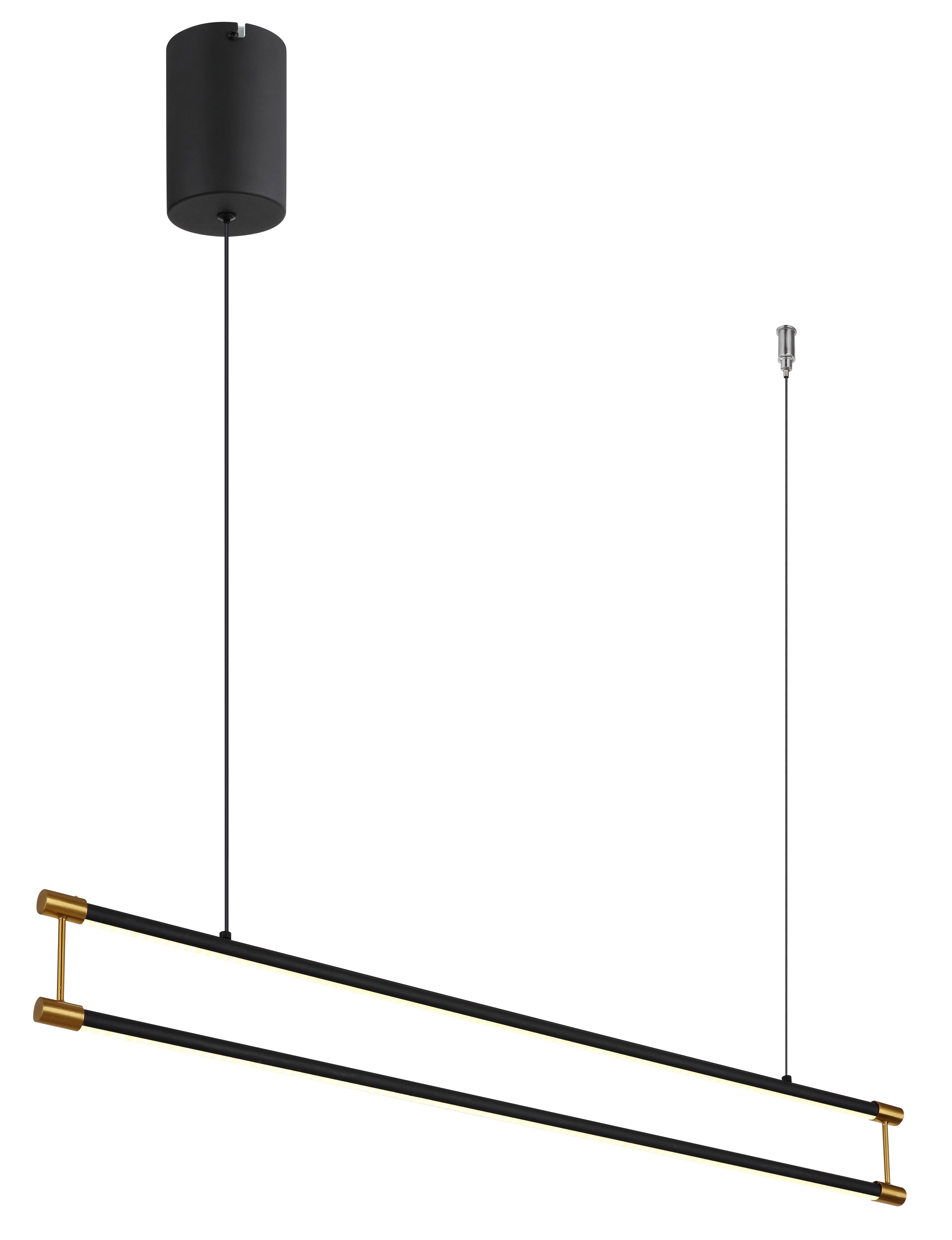 LED-HÄNGELEUCHTE 67184-30 - Goldfarben/Schwarz, Design, Kunststoff/Metall (84/9/150cm) - Globo
