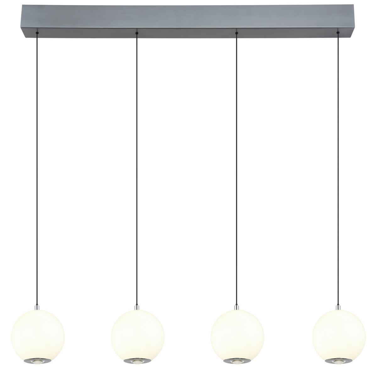 LED-HÄNGELEUCHTE 16062-4H SIMMONS - Klar/Chromfarben, Konventionell, Glas/Kunststoff (99/15/150cm) - Globo