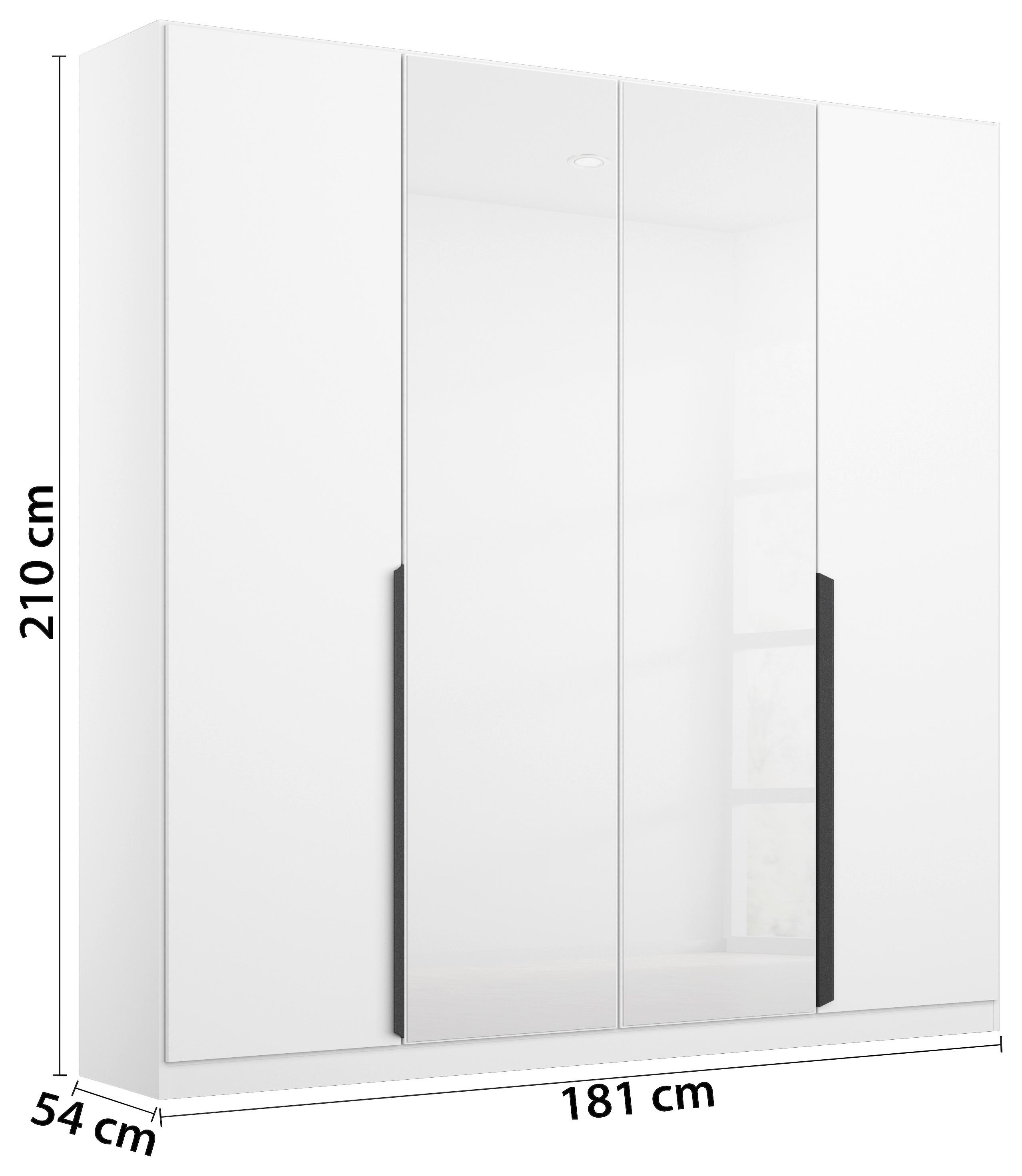 DULAP USI ROTATIVE ARTEMIS - alb/alb lucios intens, Modern, sticlă/material pe bază de lemn (181/210/54cm) - Modern Living