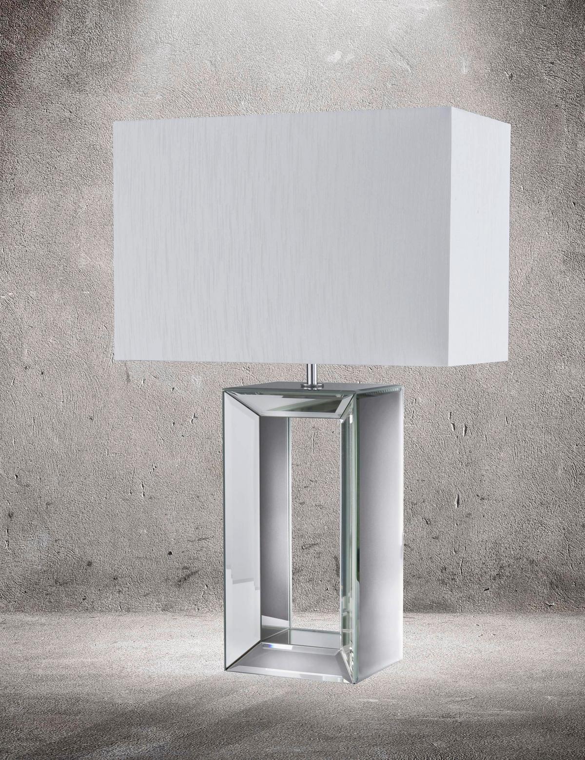 Asztali Lámpa Eu1610 Mirror - fehér, Design, műanyag/üveg (38/25/58cm)