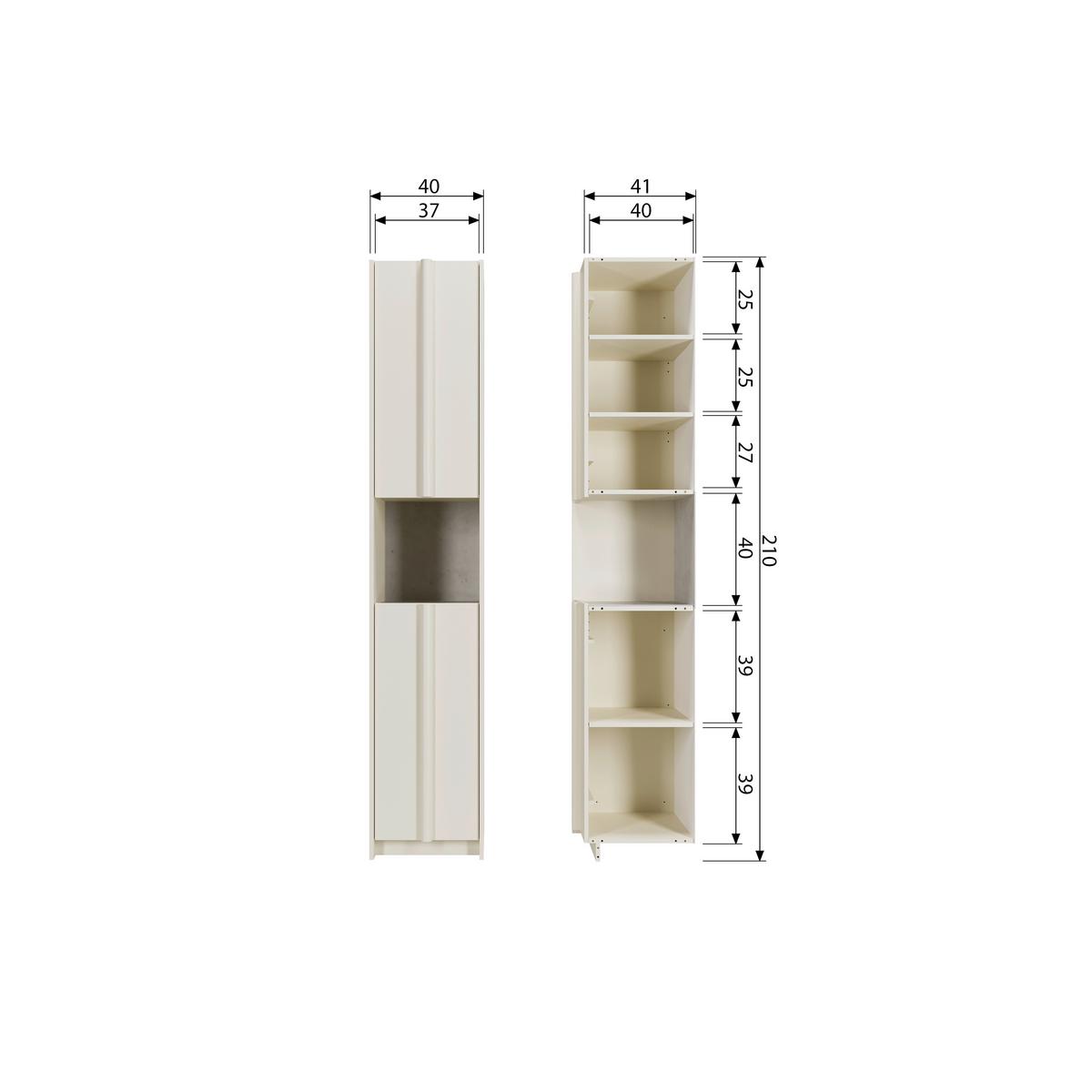 Garderobenschrank Basu Hellgrau B: 40 cm - Hellgrau, Design, Holz (40/210/42cm) - Livetastic