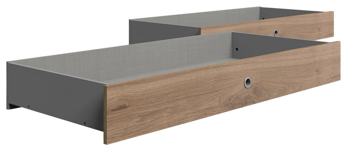 Ágyfiók 2db-os Szett Valencia - tölgyfa színű, Modern, műanyag/faalapú anyag (141/20/61cm)