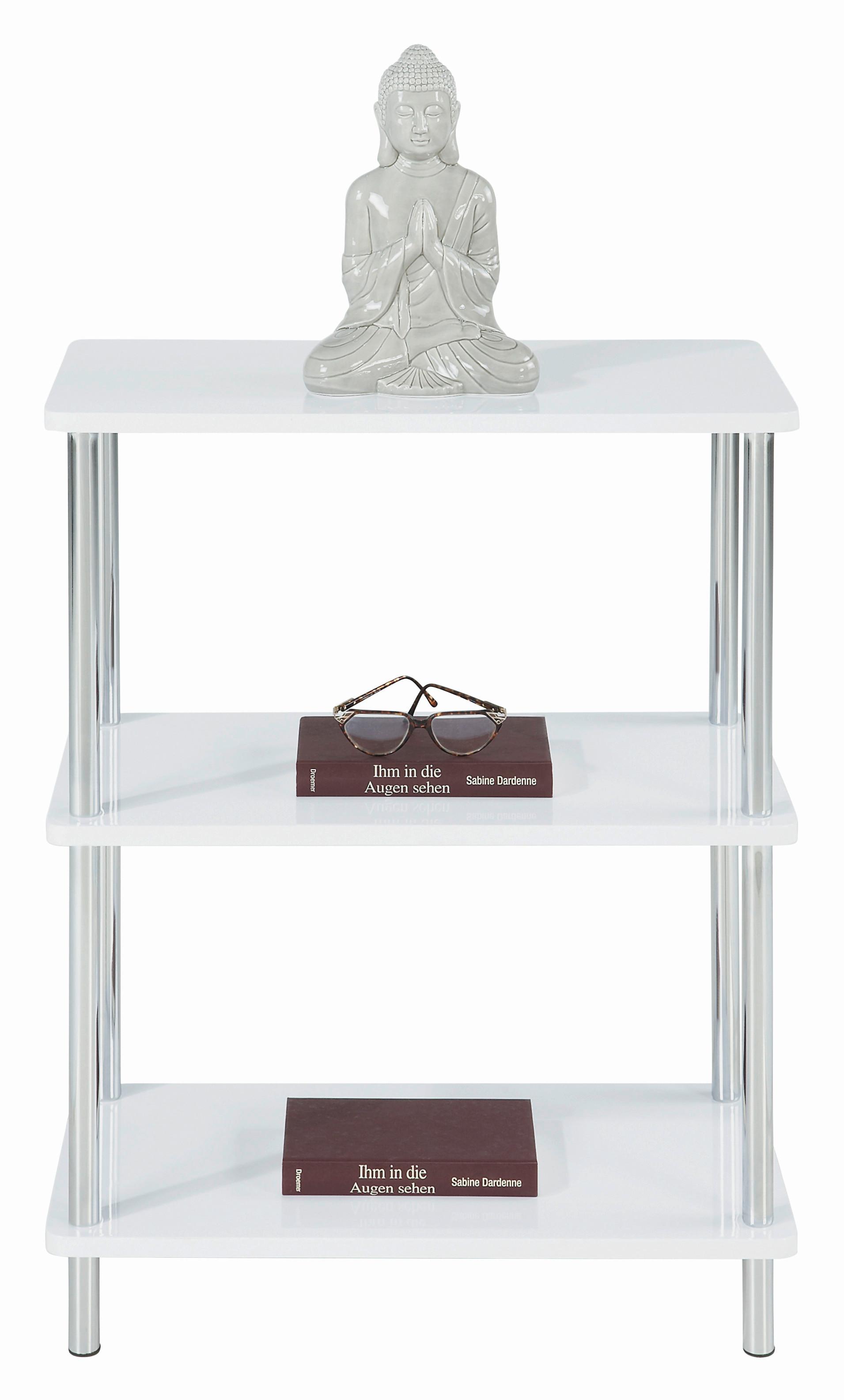 Regal Tim, Bela, Krom - barve kroma/bela, Moderno, kovina/leseni material (60/83/30cm) - Modern Living
