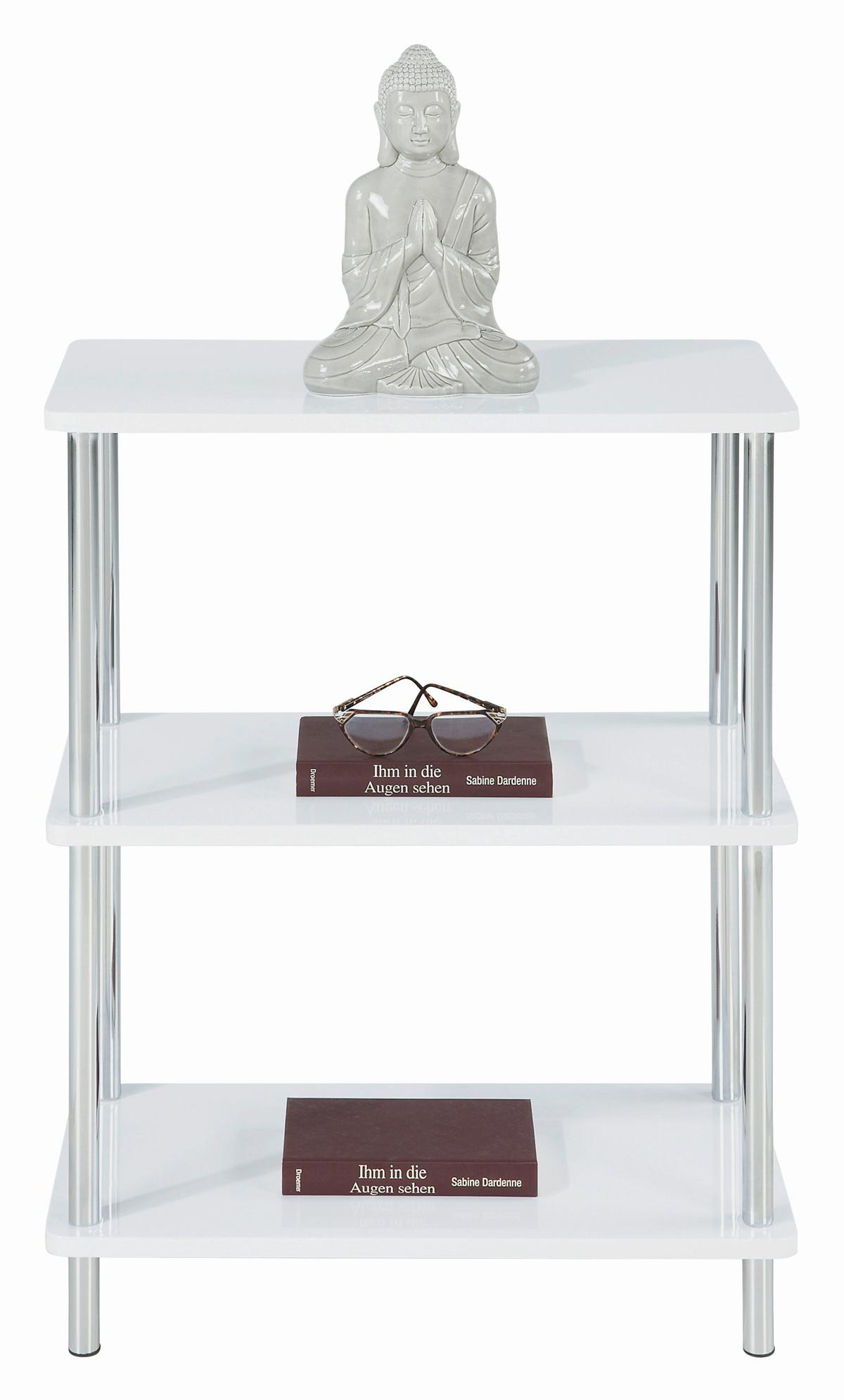 Regal Tim, Bela, Krom - barve kroma/bela, Moderno, kovina/leseni material (60/83/30cm) - Modern Living