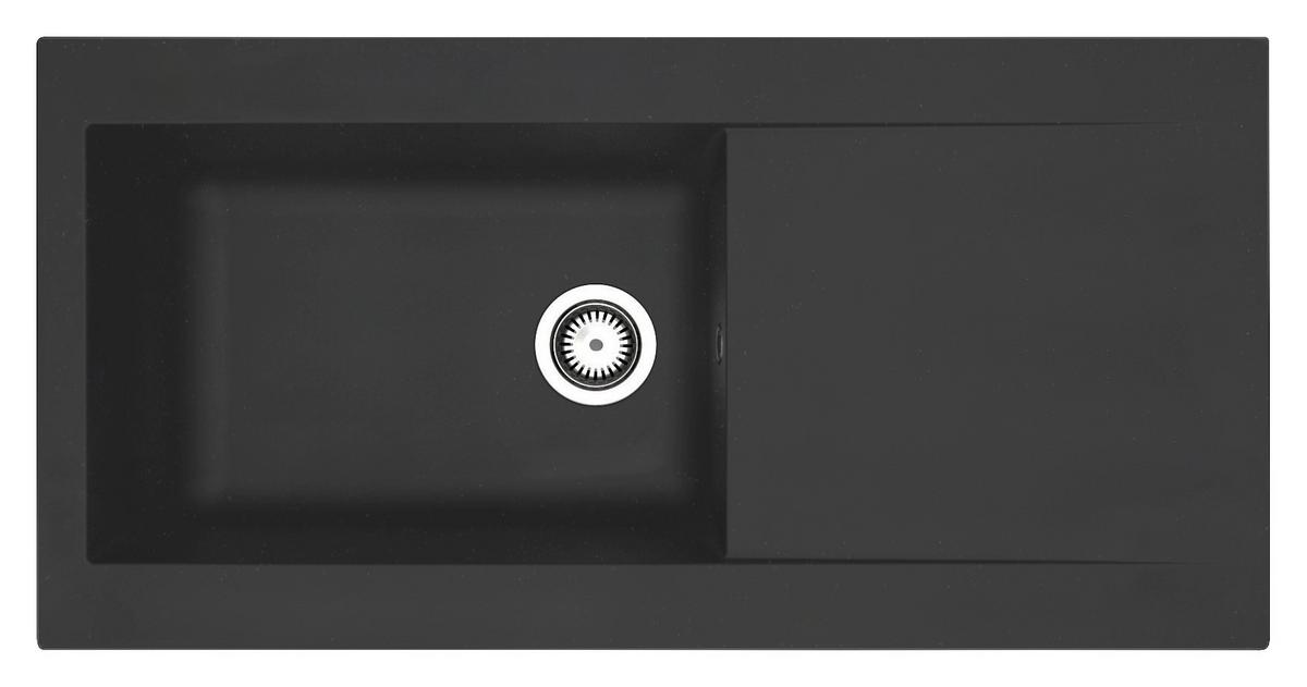 Spüle Respekta Denver 100X501BS Schwarz - Schwarz, Trend, Glas/Kunststoff (100/19,8/50cm) - Respekta