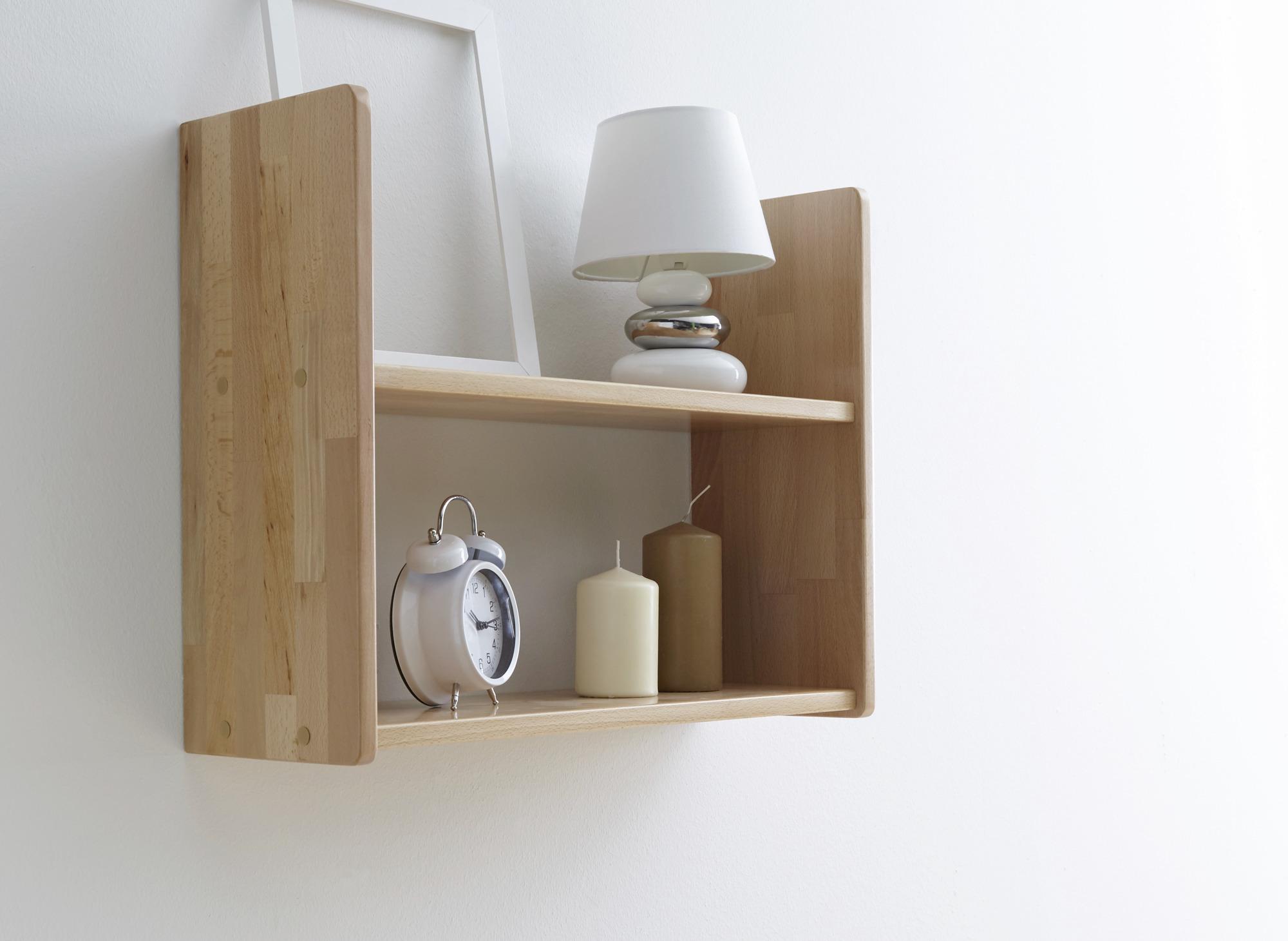 Wandregal "Simone", aus Buche, buchefarben - Buchefarben, Basics, Holz (60/45/20cm) - MID.YOU