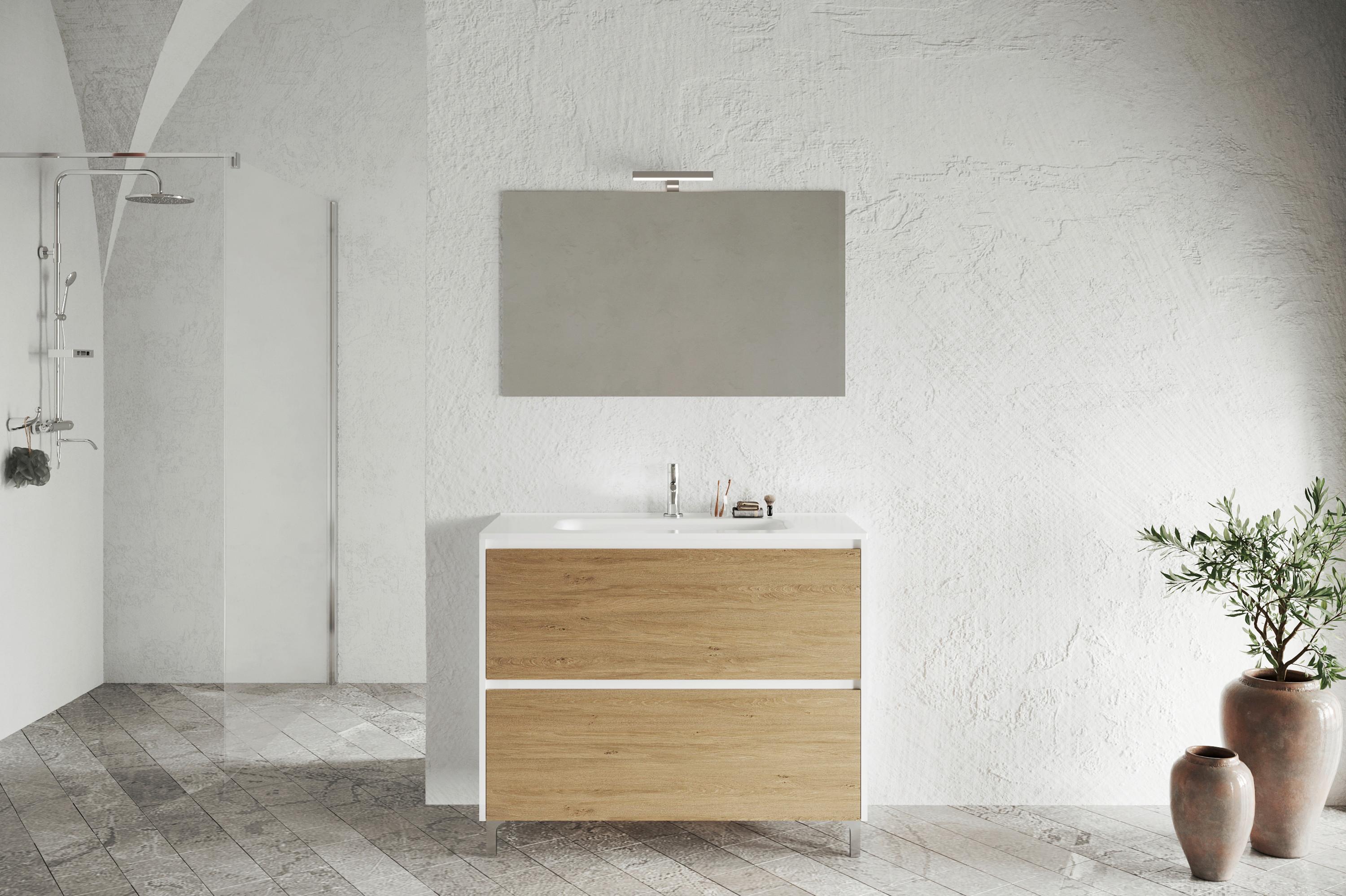 Element Ispod Umivaonika Lisbona - bijela visoki sjaj/boje kroma, Basics, drvni materijal/plastika (100/74/46cm)