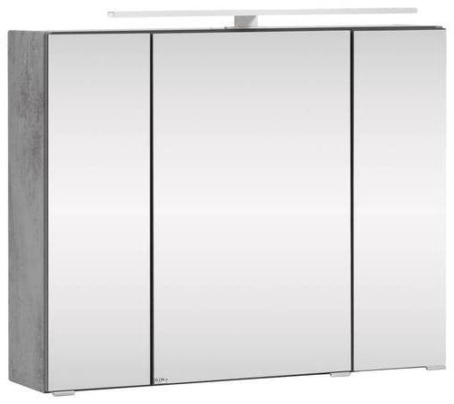 Spiegelschrank Stockholm mit LED 3-türig ca. 80x64 cm Grau - Edelstahlfarben/Grau, KONVENTIONELL, Glas/Holzwerkstoff (80/64/20cm) - Held