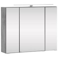Spiegelschrank Stockholm mit LED 3-türig ca. 80x64 cm Grau - Edelstahlfarben/Grau, KONVENTIONELL, Glas/Holzwerkstoff (80/64/20cm) - Held