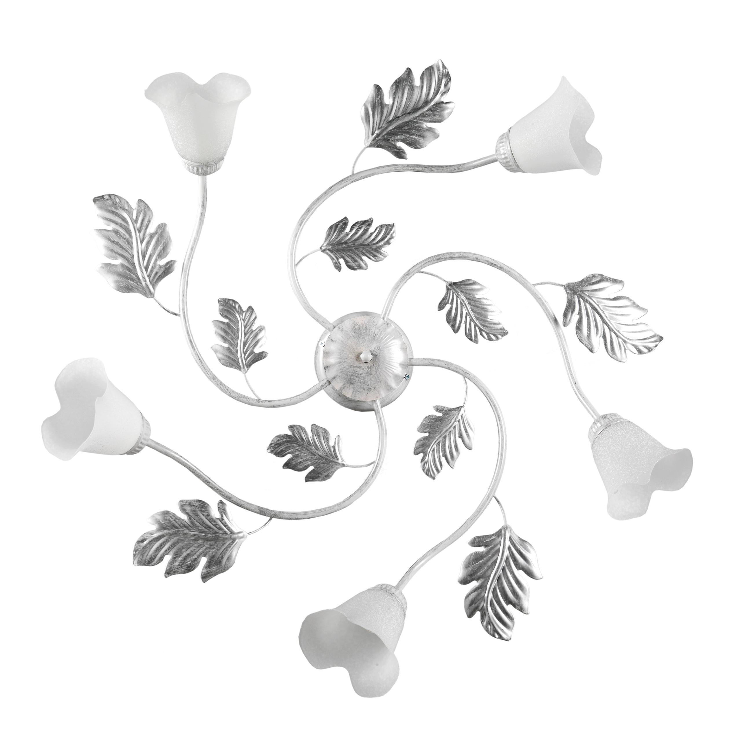 Deckenleuchte Marilena Weiß/Silber max. 6 Watt - Silberfarben/Weiß, KONVENTIONELL, Glas/Metall (80/20cm)