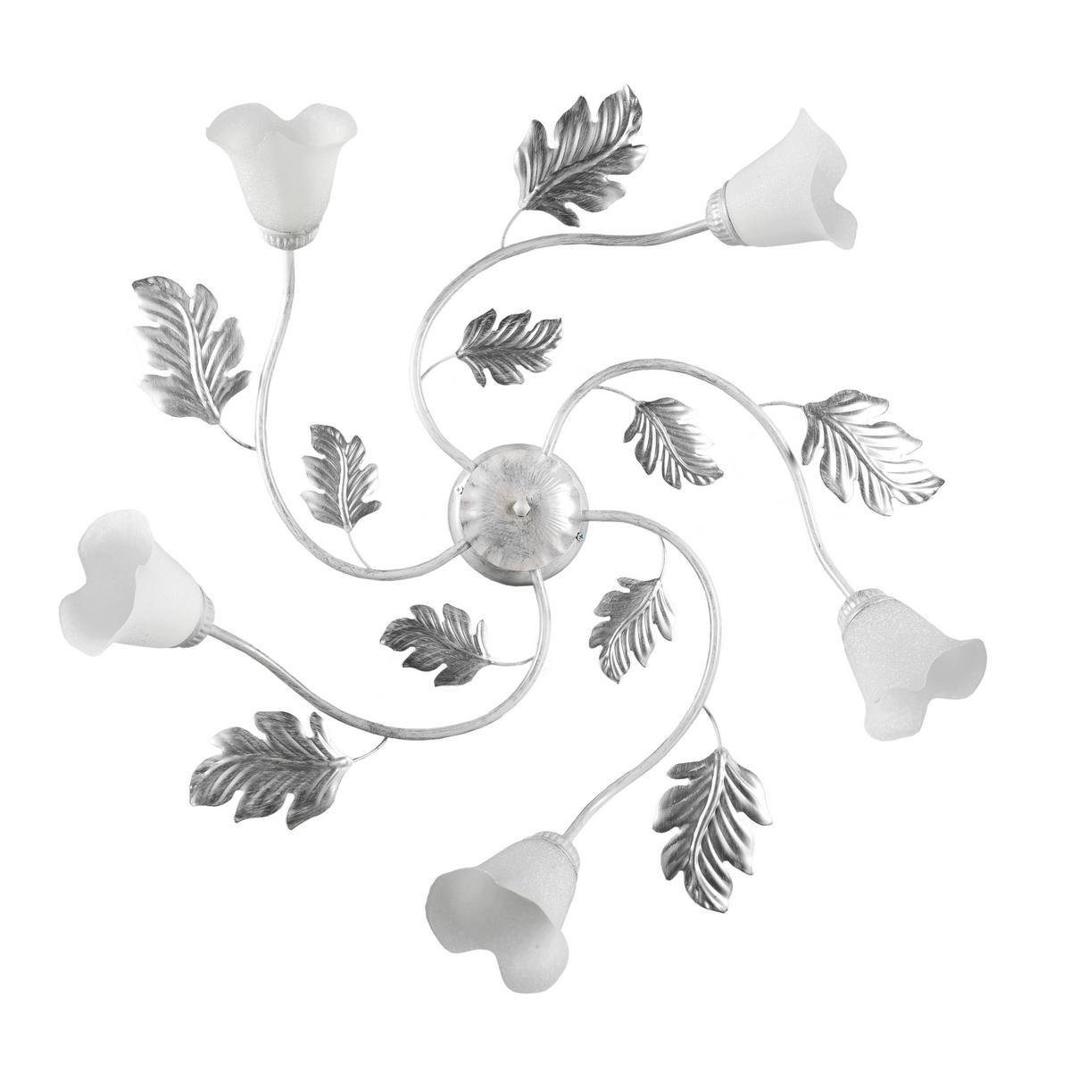 Deckenleuchte Marilena Weiß/Silber max. 6 Watt - Silberfarben/Weiß, KONVENTIONELL, Glas/Metall (80/20cm)