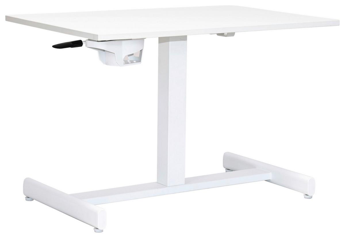 Schreibtisch George Weiß - Weiß, MODERN, Holzwerkstoff/Kunststoff (72,5/48.5-74/48cm) - Mömax