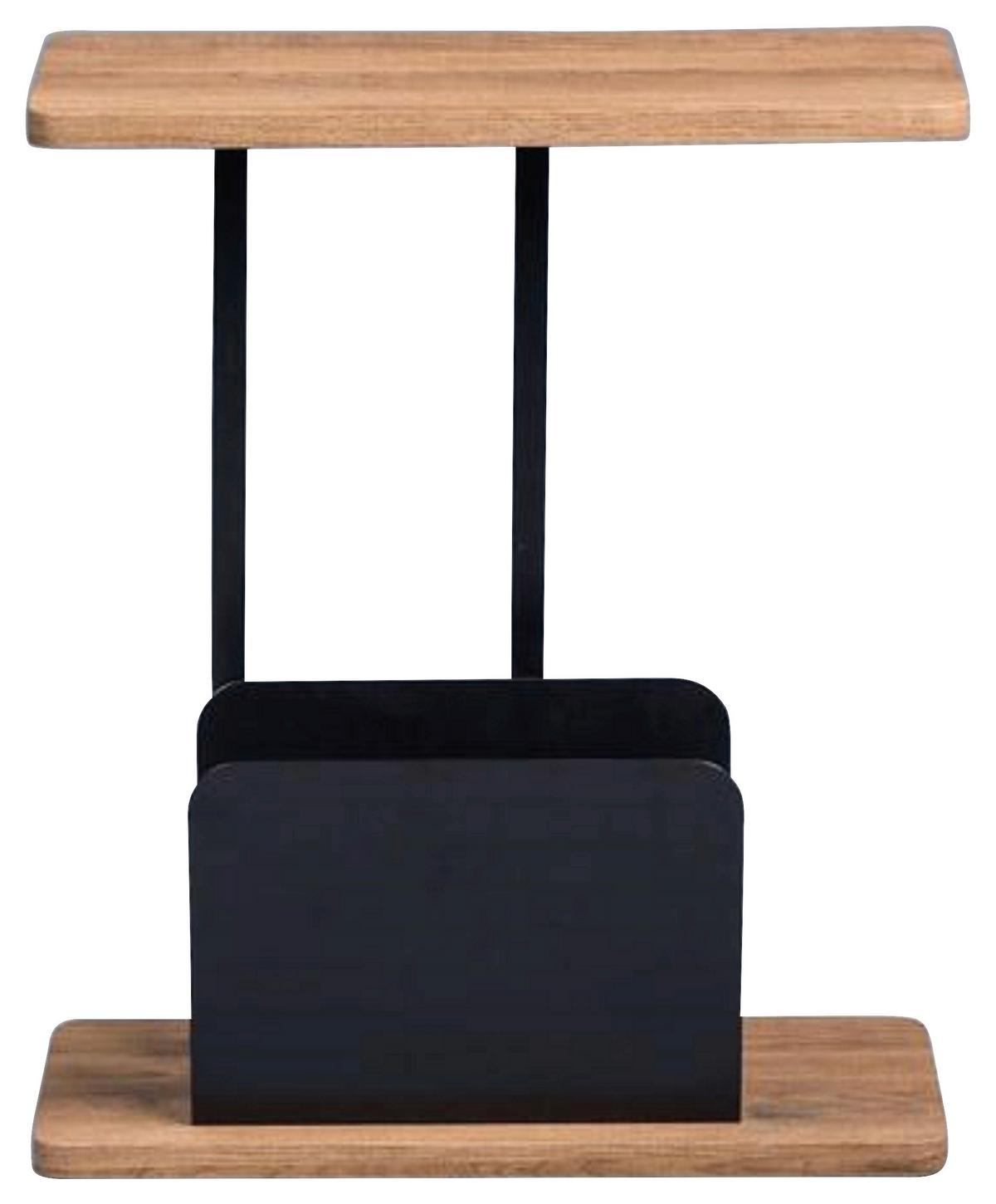 STOLIK BOCZNY ALPHA - kolor dębowy/czarny, Design, materiał drewnopochodny/metal (20/50/60cm)