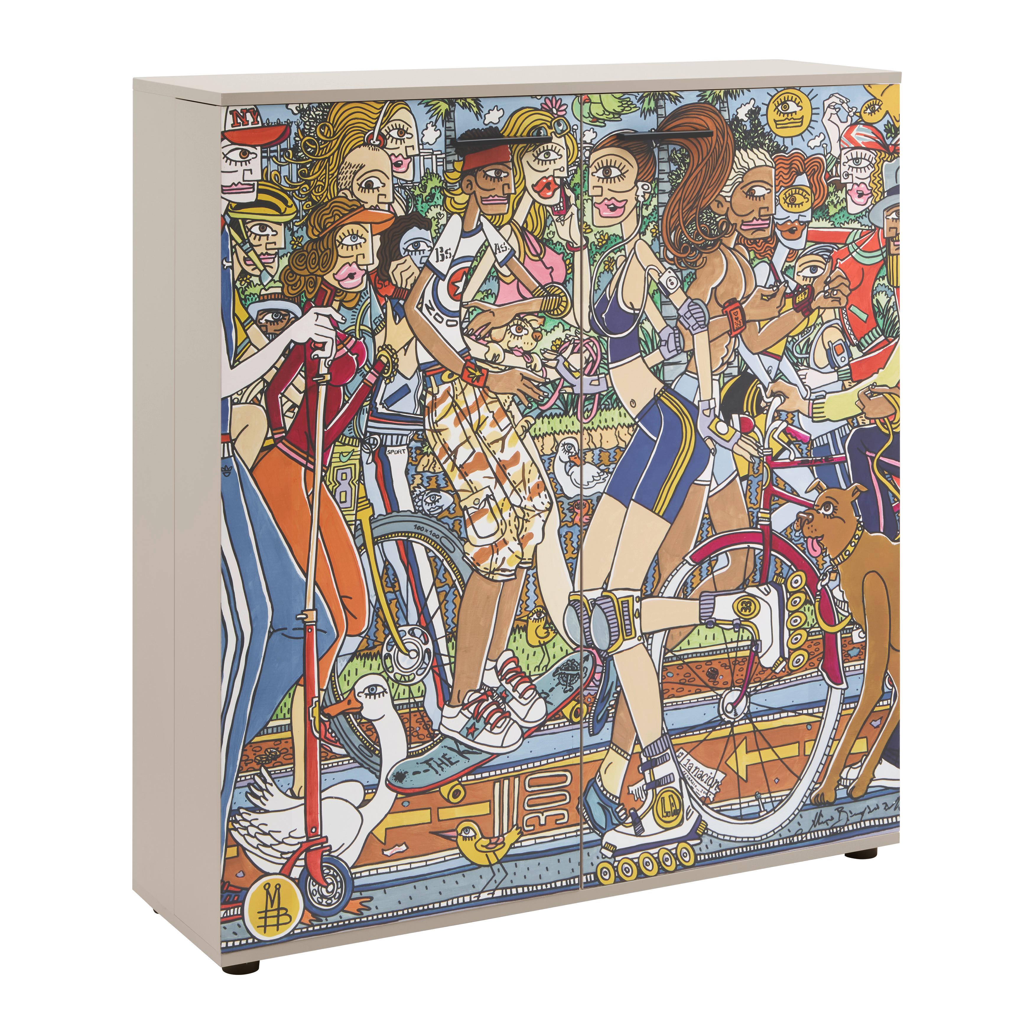SKOSKÅP MOVE 02A - multicolor/svart, Design, trämaterial/plast (100/110/34cm) - Mömax