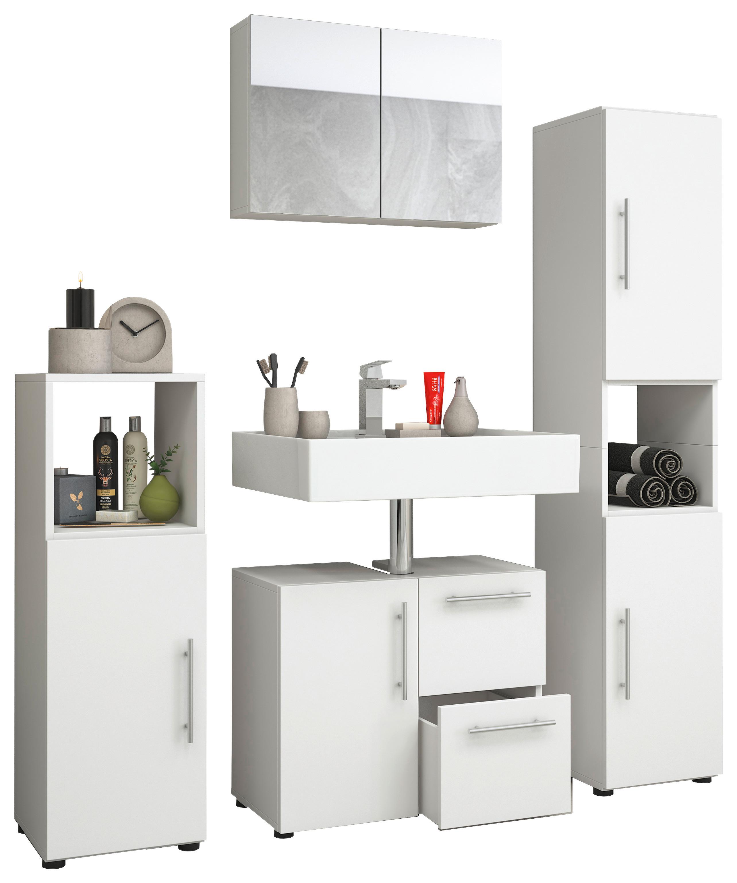 Badezimmer Flandu 4-tlg. ca. 120 cm Weiß - Weiß, KONVENTIONELL, Holzwerkstoff (120cm) - MID.YOU