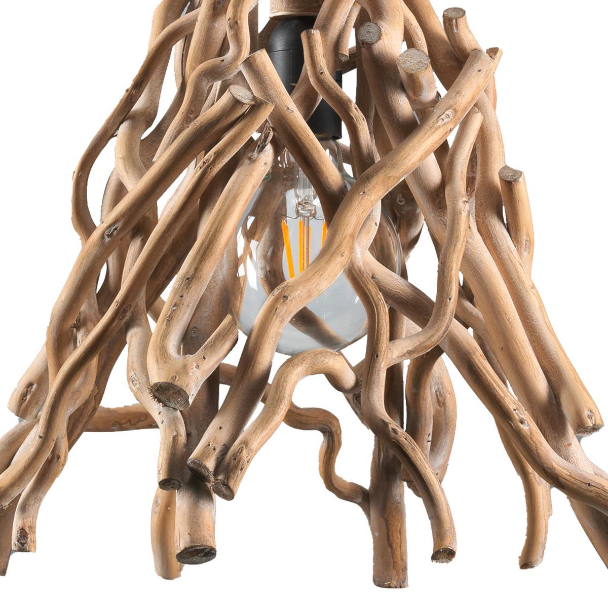 Hängeleuchte Agar Schwarz/Akaziefarben max. 22 W - Schwarz/Akaziefarben, Natur, Holz/Metall (34/34/125cm)