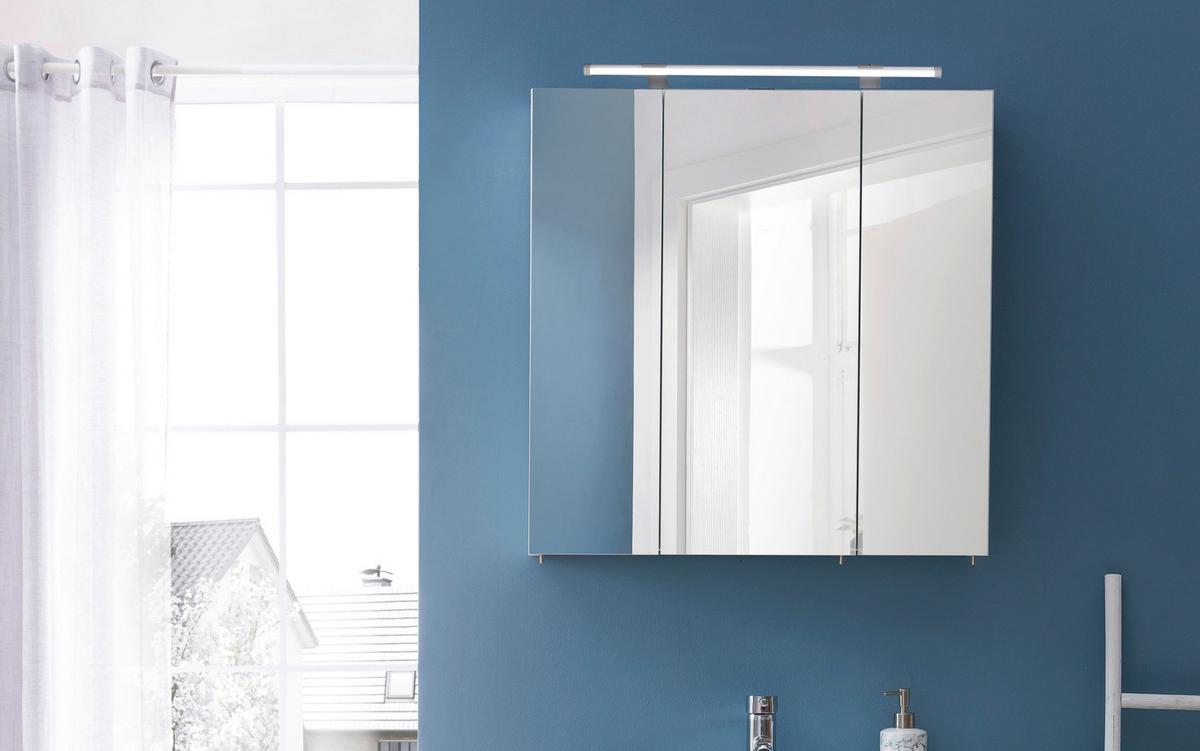 Spiegelschrank Dorina 700 mit LED Weiß - Silberfarben, MODERN, Glas/Holzwerkstoff (70/75,7/16cm) - MID.YOU