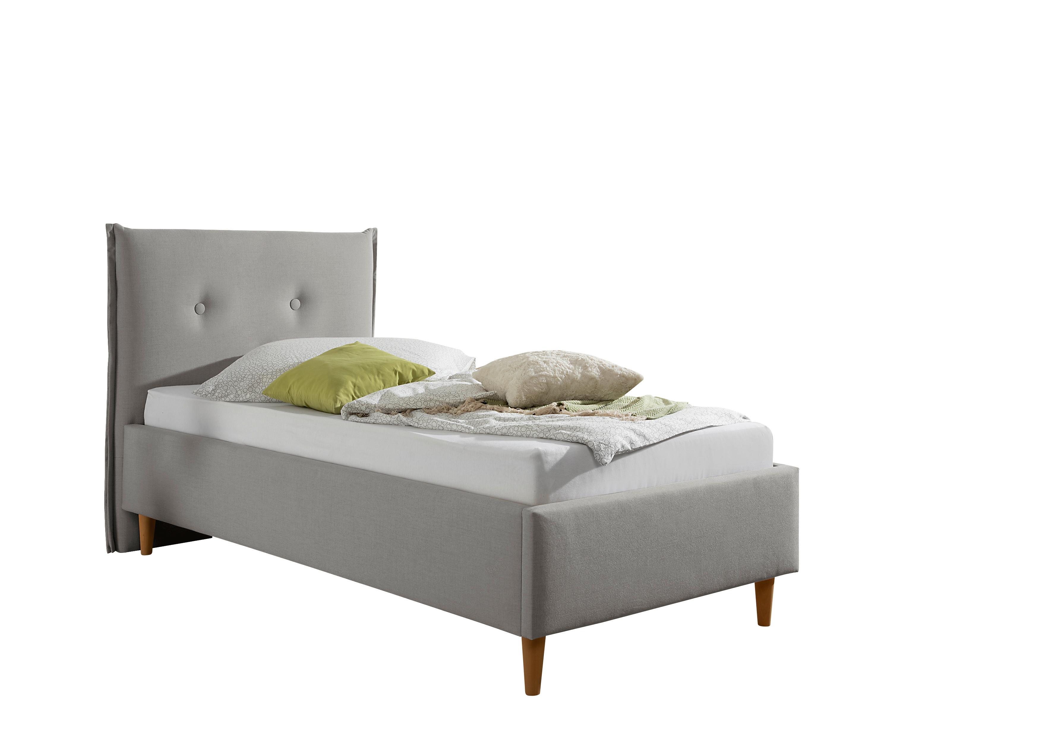 Polsterbett Nelo Grau ca. 100x200 cm - Naturfarben/Grau, MODERN, Holz/Textil (100/200cm) - Livetastic