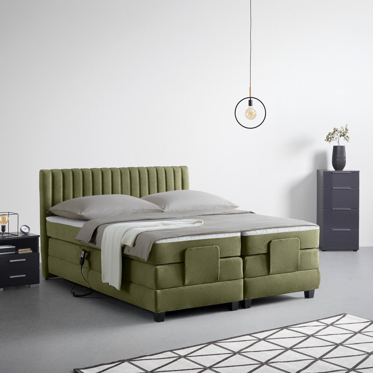 Boxspringbett Dixon Olivgrün - Schwarz/Olivgrün, Konventionell, Holz/Holzwerkstoff (180/200cm) - Premium Living