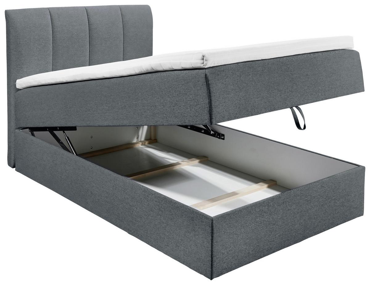 Boxspringbett Granada ca. 120x200 cm Anthrazit - Anthrazit/Schwarz, Basics, Kunststoff/Textil (120/200cm) - MID.YOU