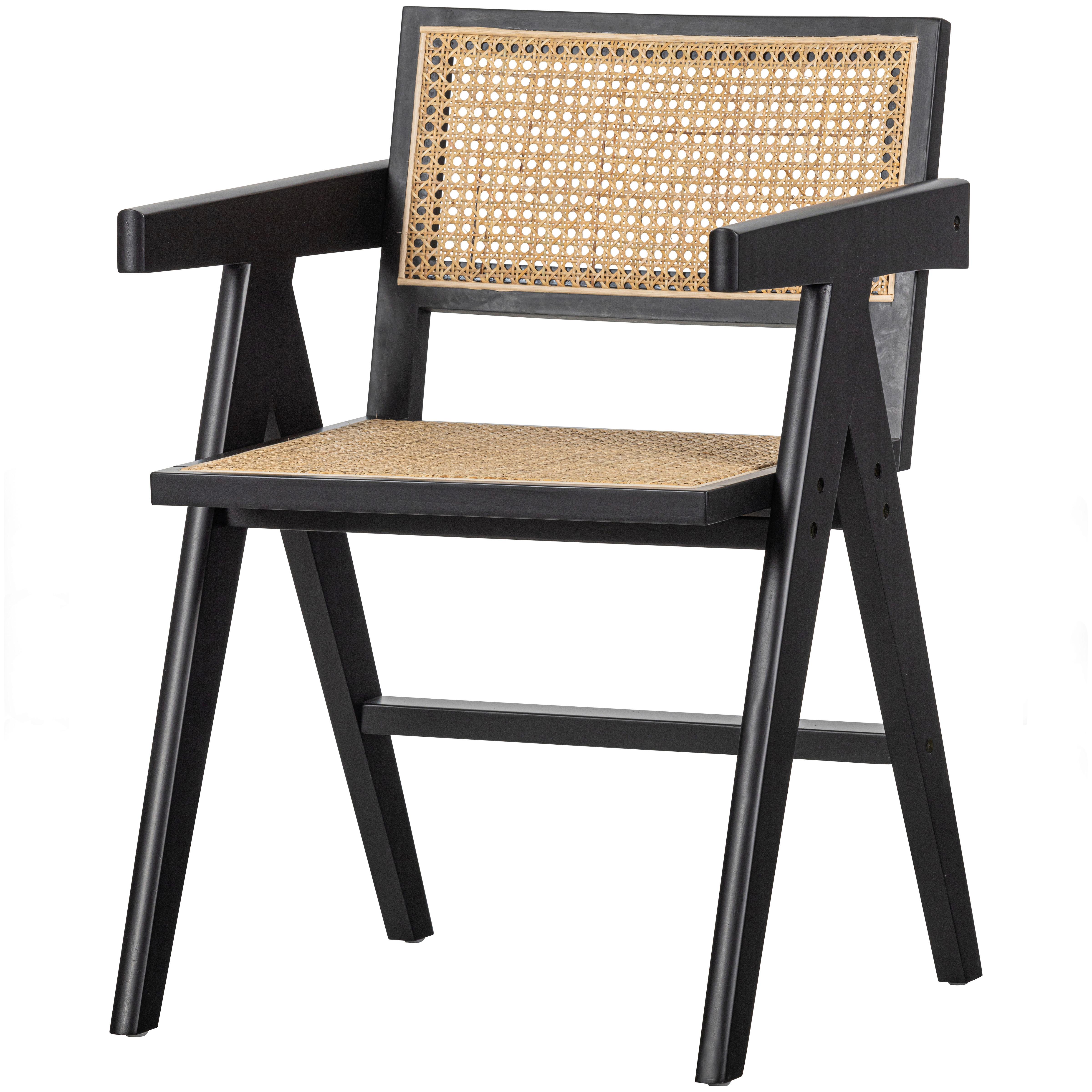 Armlehnstuhl Gunn Schwarz B: 54 cm - Schwarz/Naturfarben, Design, Holz (54/80/54cm) - Livetastic