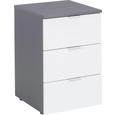 Nachtkästchen in Graphit/Weiß - Alufarben/Graphitfarben, Holzwerkstoff/Metall (40/61/42cm) - PREMIUM LIVING