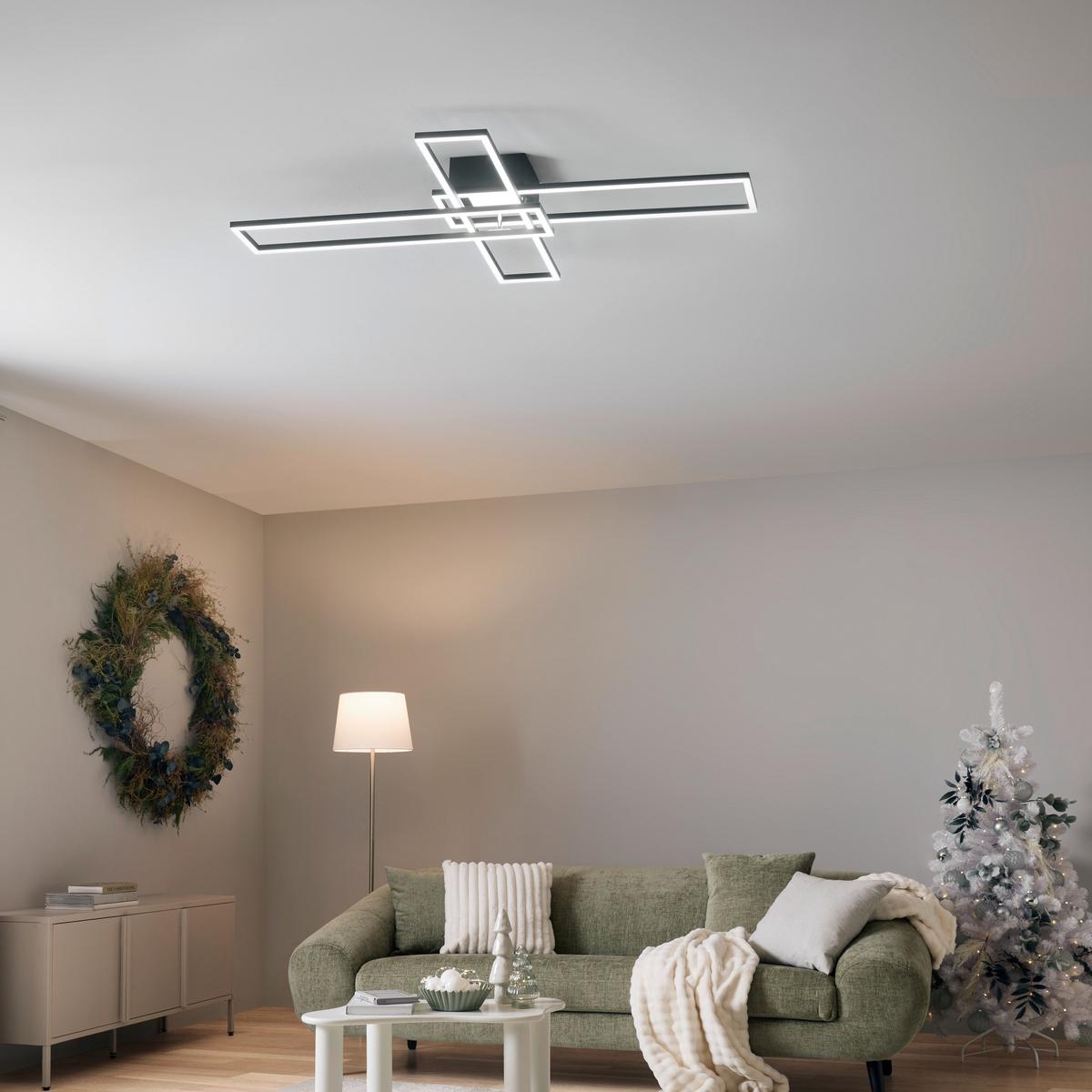 LAMPA SUFITOWA LED FILM - czarny/opal, Modern, metal (99/60/11,5cm) - Mömax