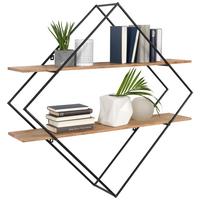 REGAŁ ŚCIENNY MILAN - kolor akacjowy/ciemnoszary, Trend, metal/drewno (107/107/26cm) - Landscape