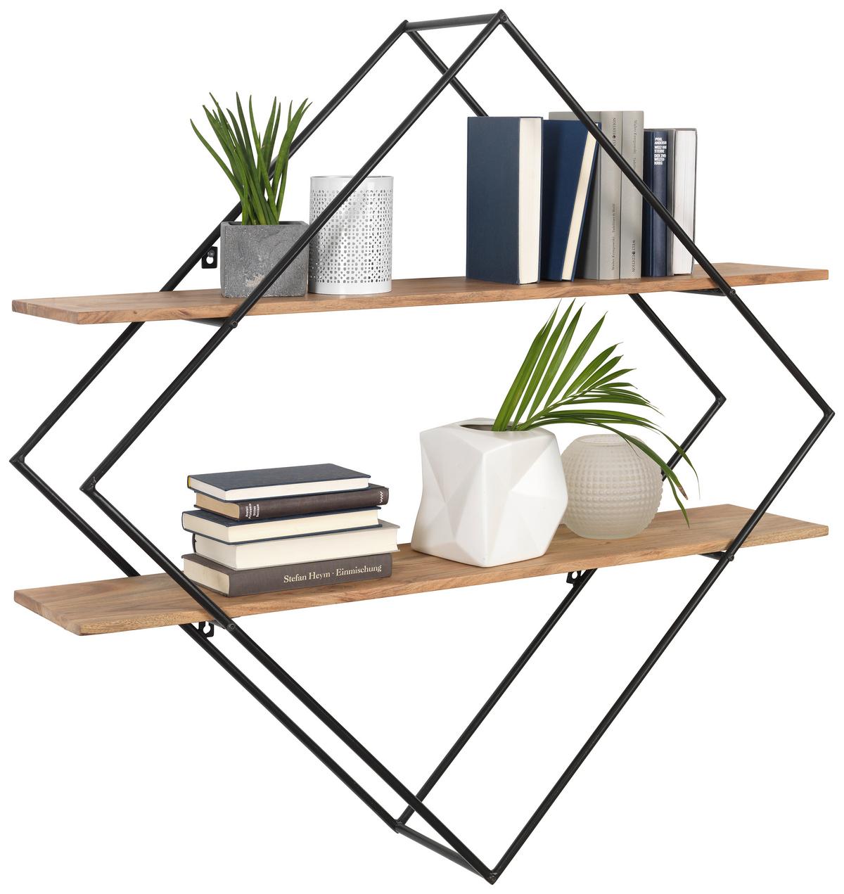 REGAŁ ŚCIENNY MILAN - kolor akacjowy/ciemnoszary, Trend, metal/drewno (107/107/26cm) - Landscape