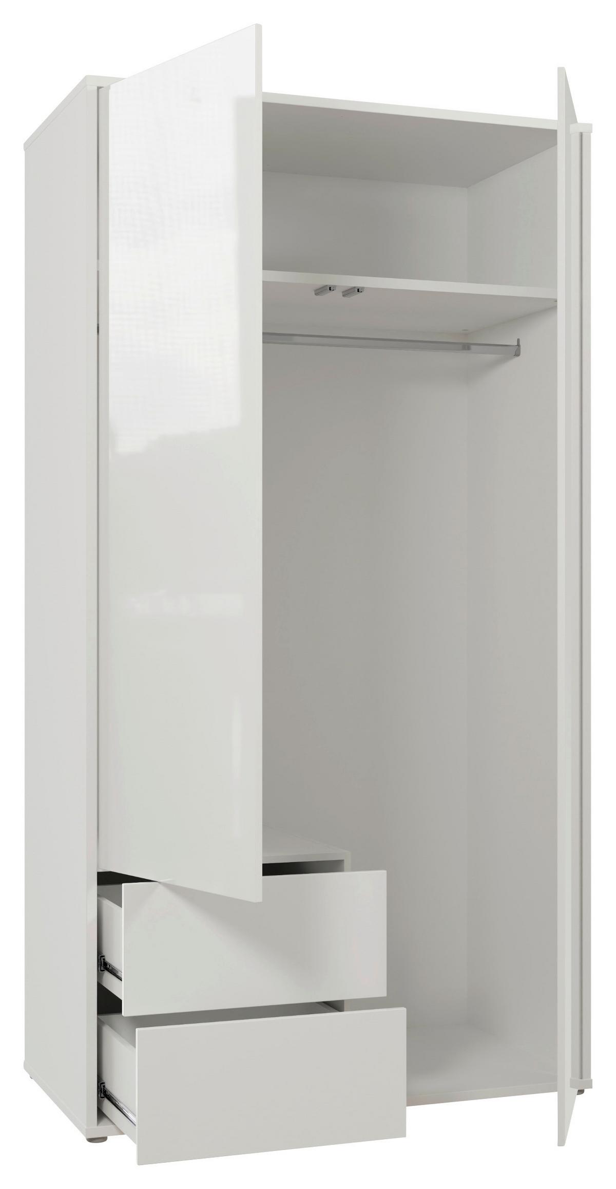 Omara S Klasičnimi Vrati Alice, Bela - bela/visoki sijaj, Trend, leseni material (115/214/60cm) - Carryhome