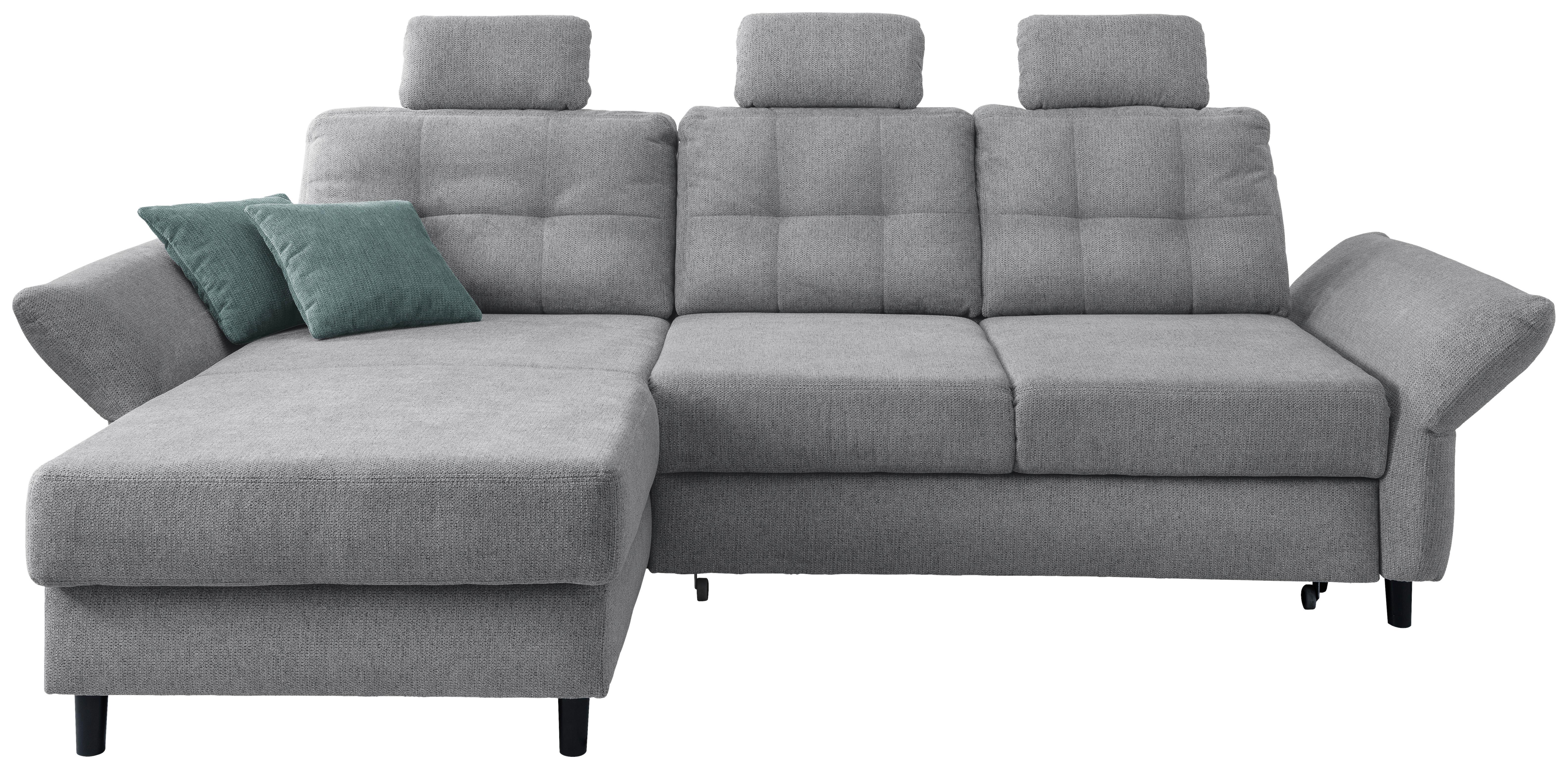 Wohnlandschaft Brizzini Silberfarben Chenille - Mintgrau/Silberfarben, MODERN, Holz/Textil (176/250-280cm) - Livetastic