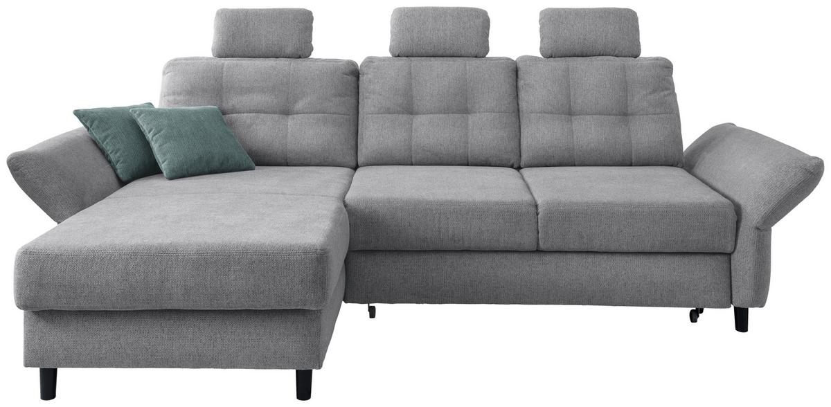 Wohnlandschaft Brizzini Silberfarben Chenille - Mintgrau/Silberfarben, MODERN, Holz/Textil (176/250-280cm) - Livetastic