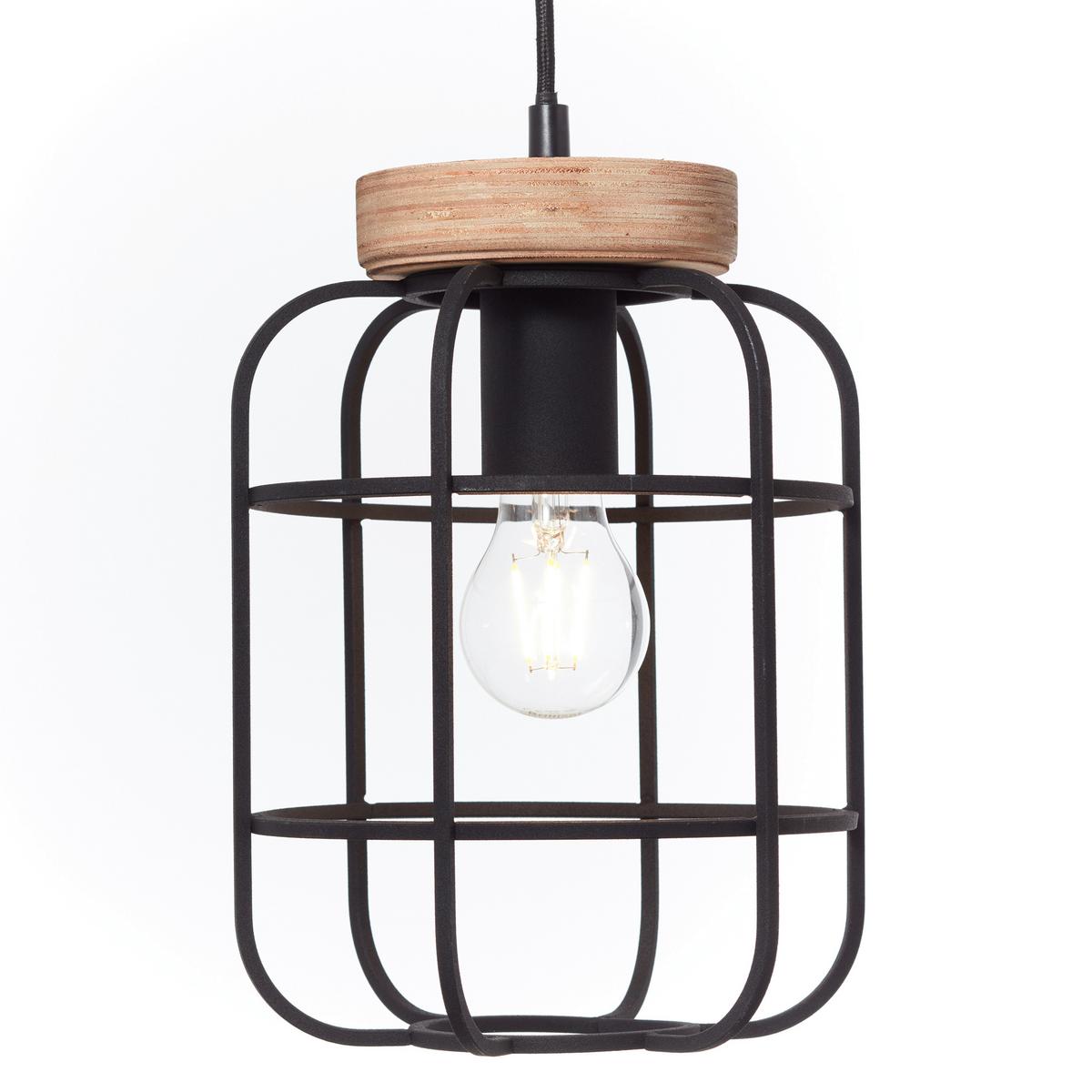 Hängeleuchte Gwen Braun/Schwarz max. 40 Watt - Schwarz/Braun, Design, Holz/Metall (100/20/142cm) - Brilliant