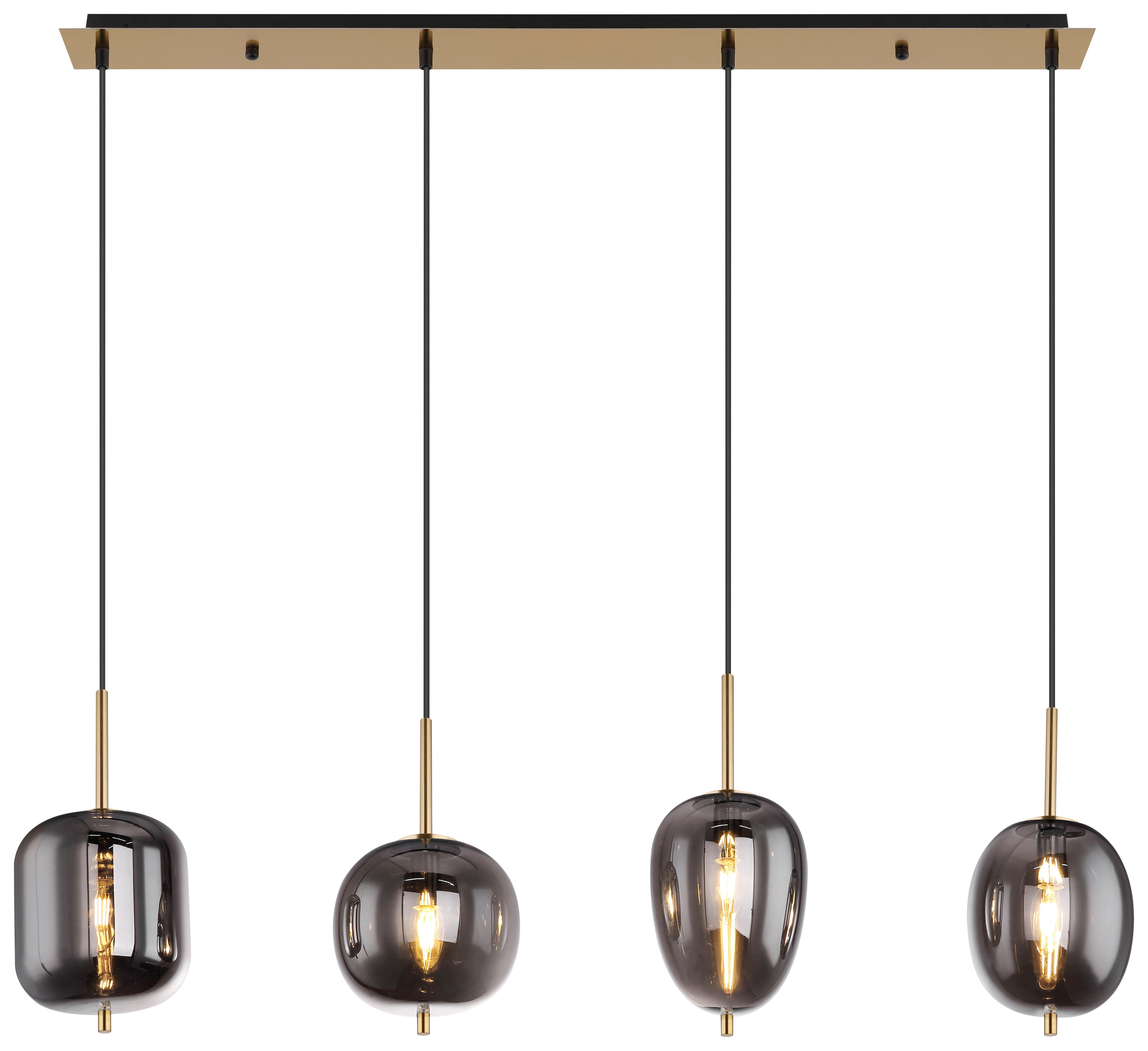 Viseča Svetilka 15345-4mm Blacky I - barve medenine, Design, kovina/steklo (110/18,5/120cm) - Globo