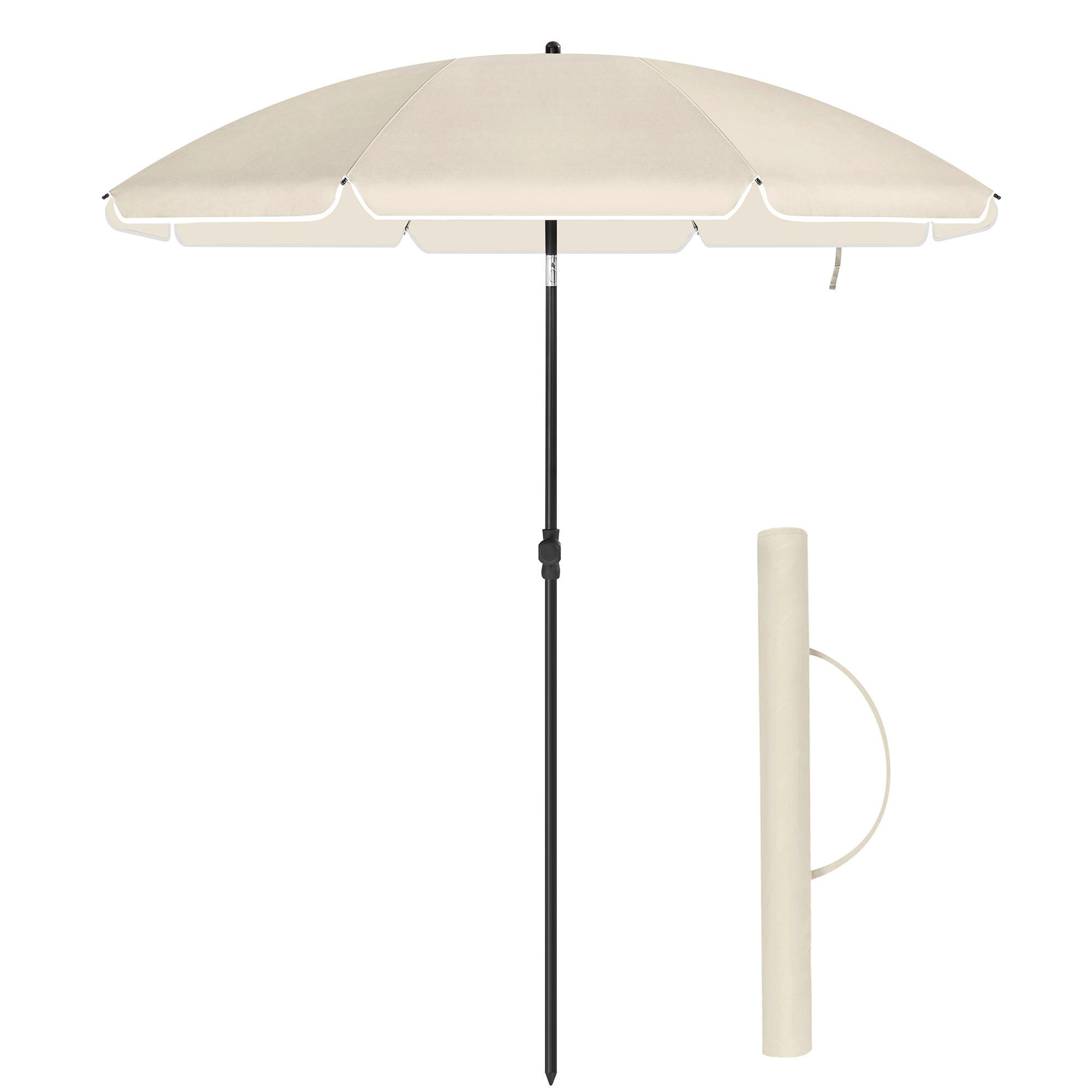 Sonnenschirm Beige/Schwarz ca. 160x160cm - Beige/Schwarz, Basics, Textil/Metall (160/160cm) - Modante