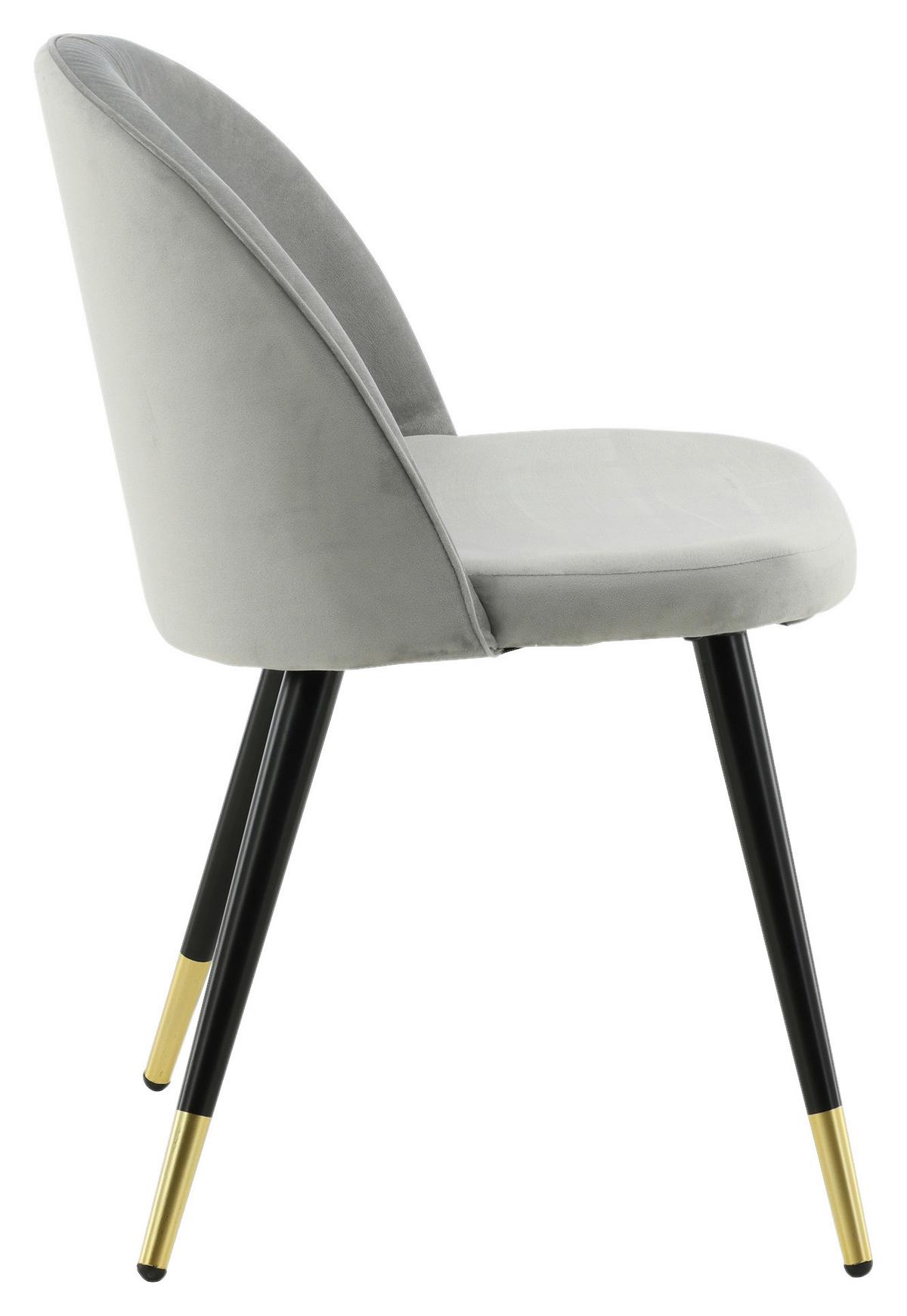 STUHL-SET VELVET - Hellgrau/Schwarz, Design, Textil/Metall (57/76.5/50cm) - Livetastic